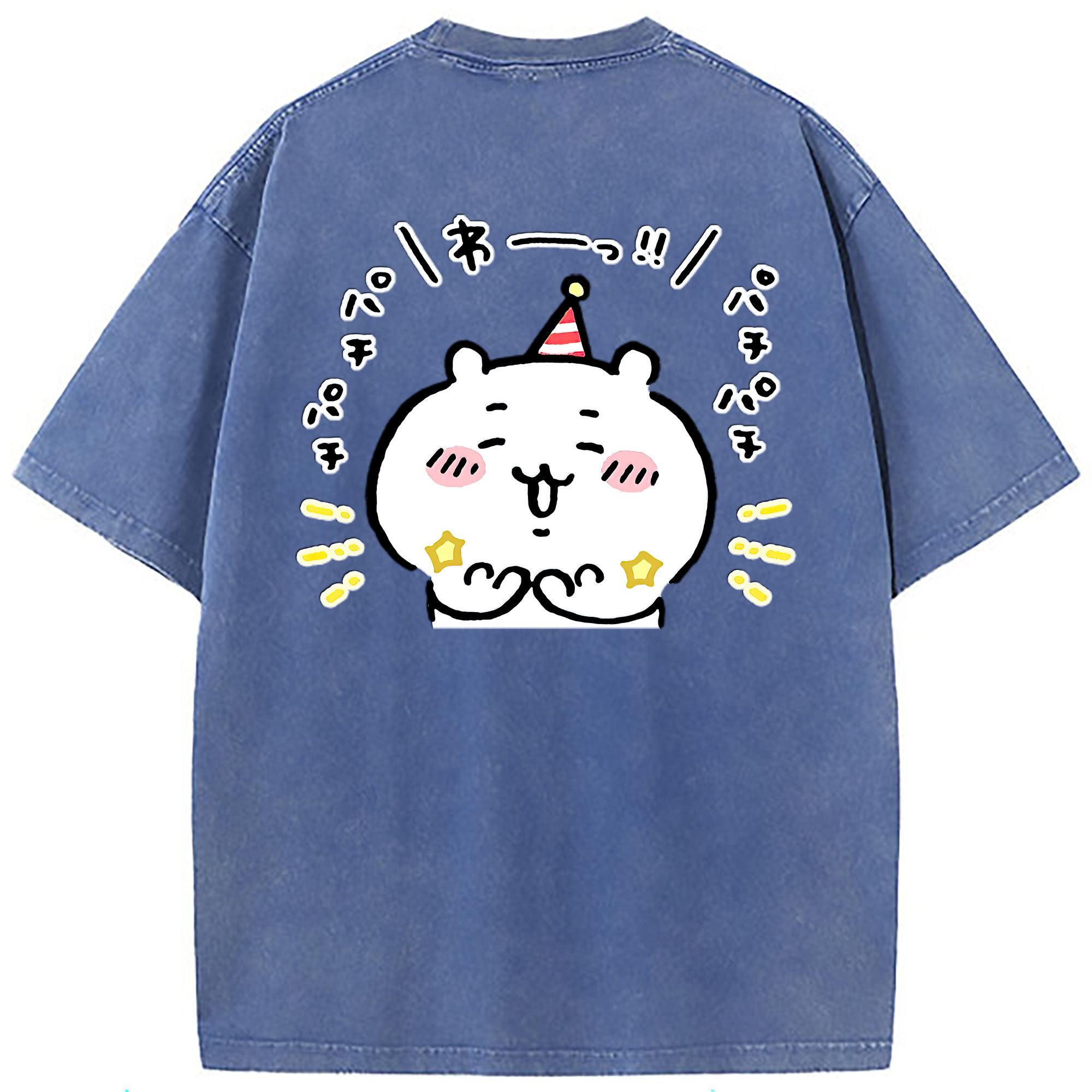 （画像用） ちいかわ ちいかわ Chii-kawa chiikawa 綿100% ヴィンテージ風 半袖Tシャツ（背面プリント）