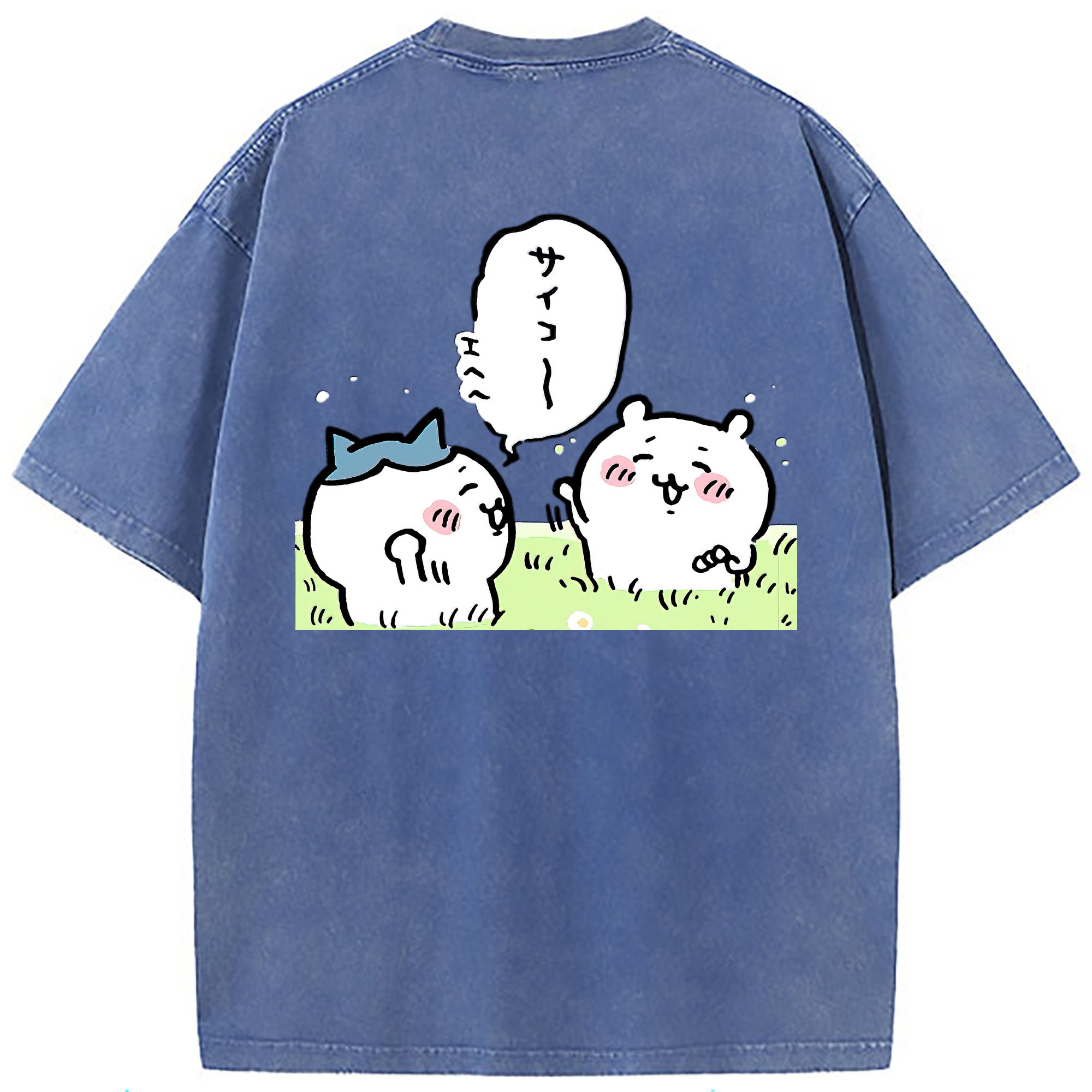 （画像用） ちいかわ ちいかわ Chii-kawa chiikawa 綿100% ヴィンテージ風 半袖Tシャツ（背面プリント）