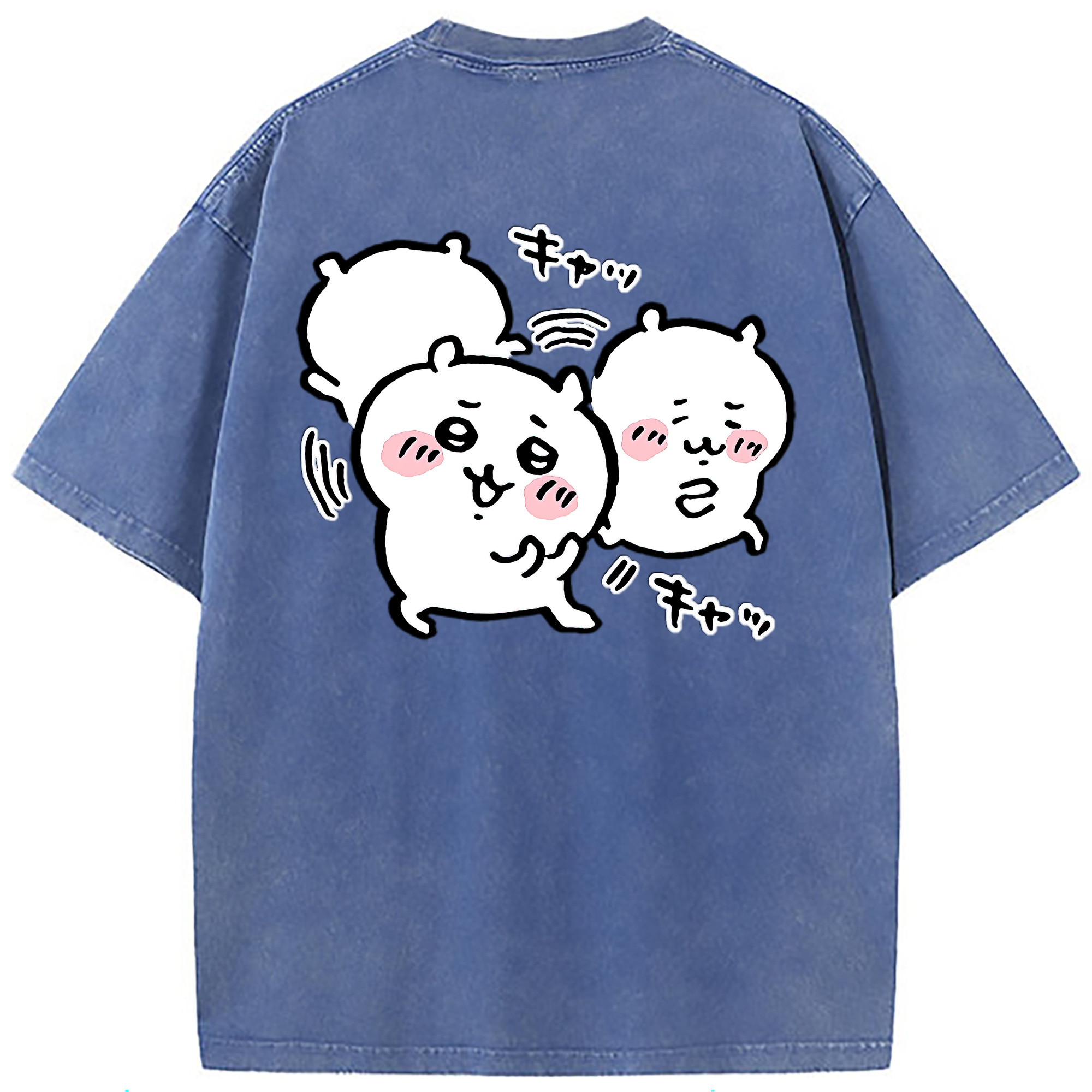 （画像用） ちいかわ ちいかわ Chii-kawa chiikawa 綿100% ヴィンテージ風 半袖Tシャツ（背面プリント）