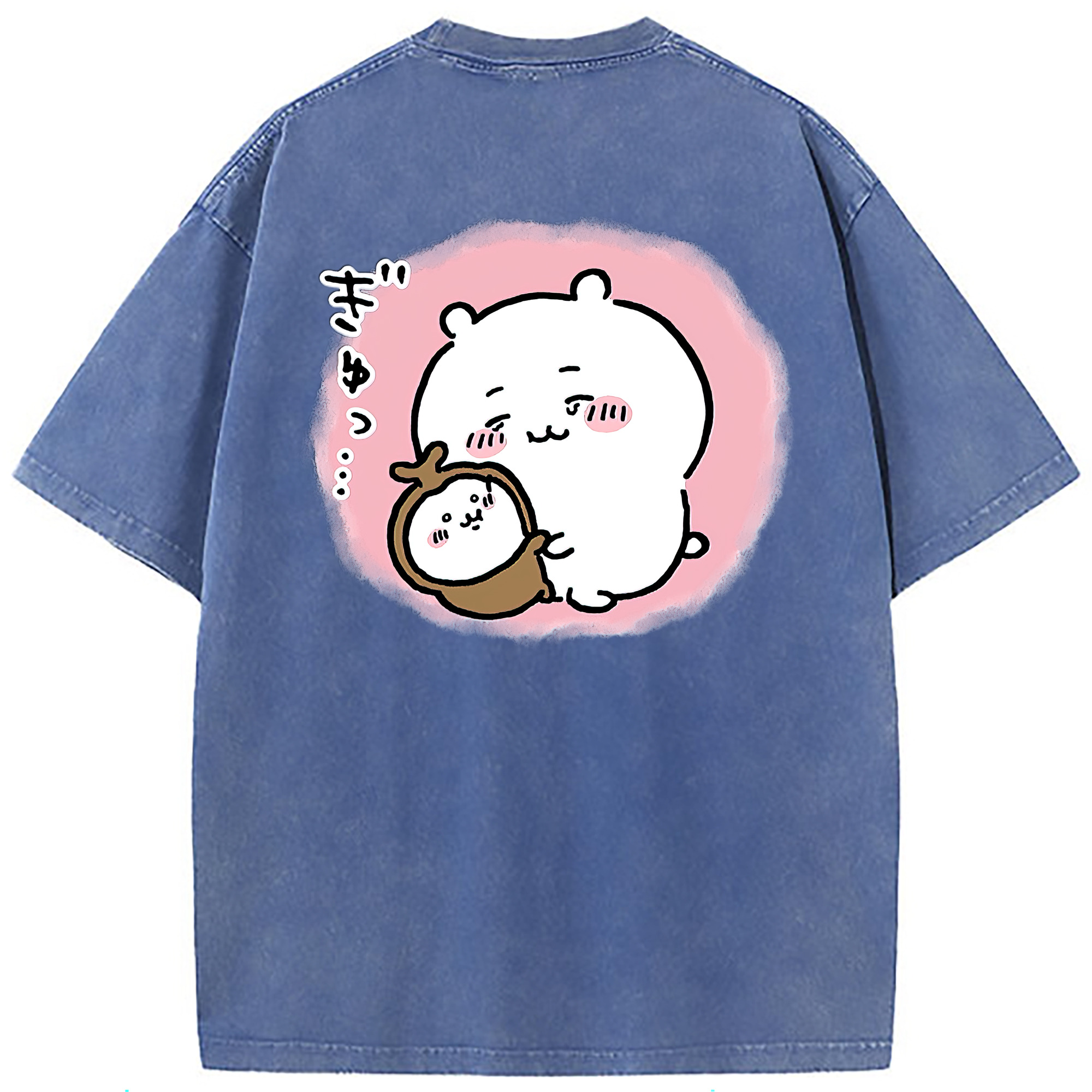 （画像用） ちいかわ ちいかわ Chii-kawa chiikawa 綿100% ヴィンテージ風 半袖Tシャツ（背面プリント）