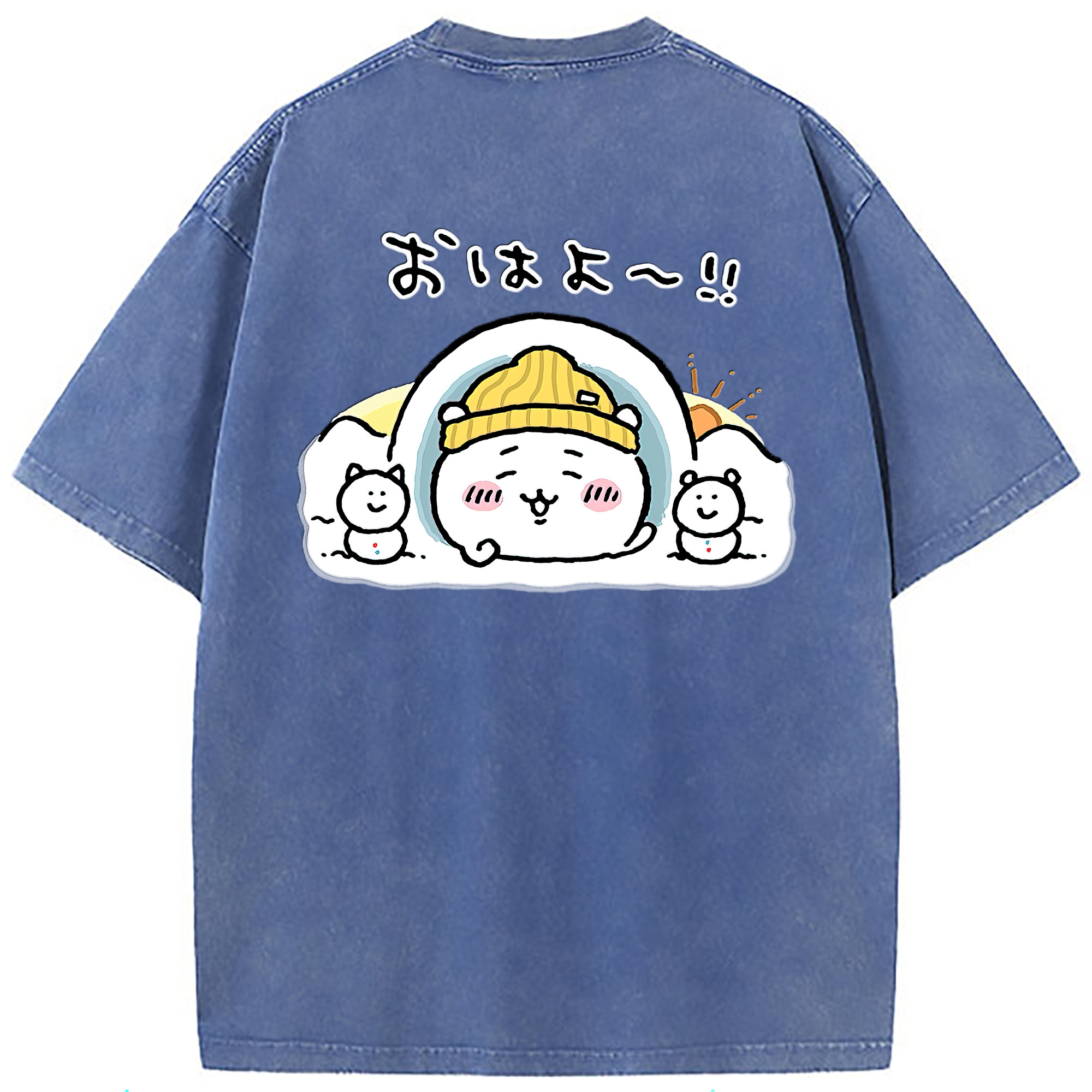 （画像用） ちいかわ ちいかわ Chii-kawa chiikawa 綿100% ヴィンテージ風 半袖Tシャツ（背面プリント）