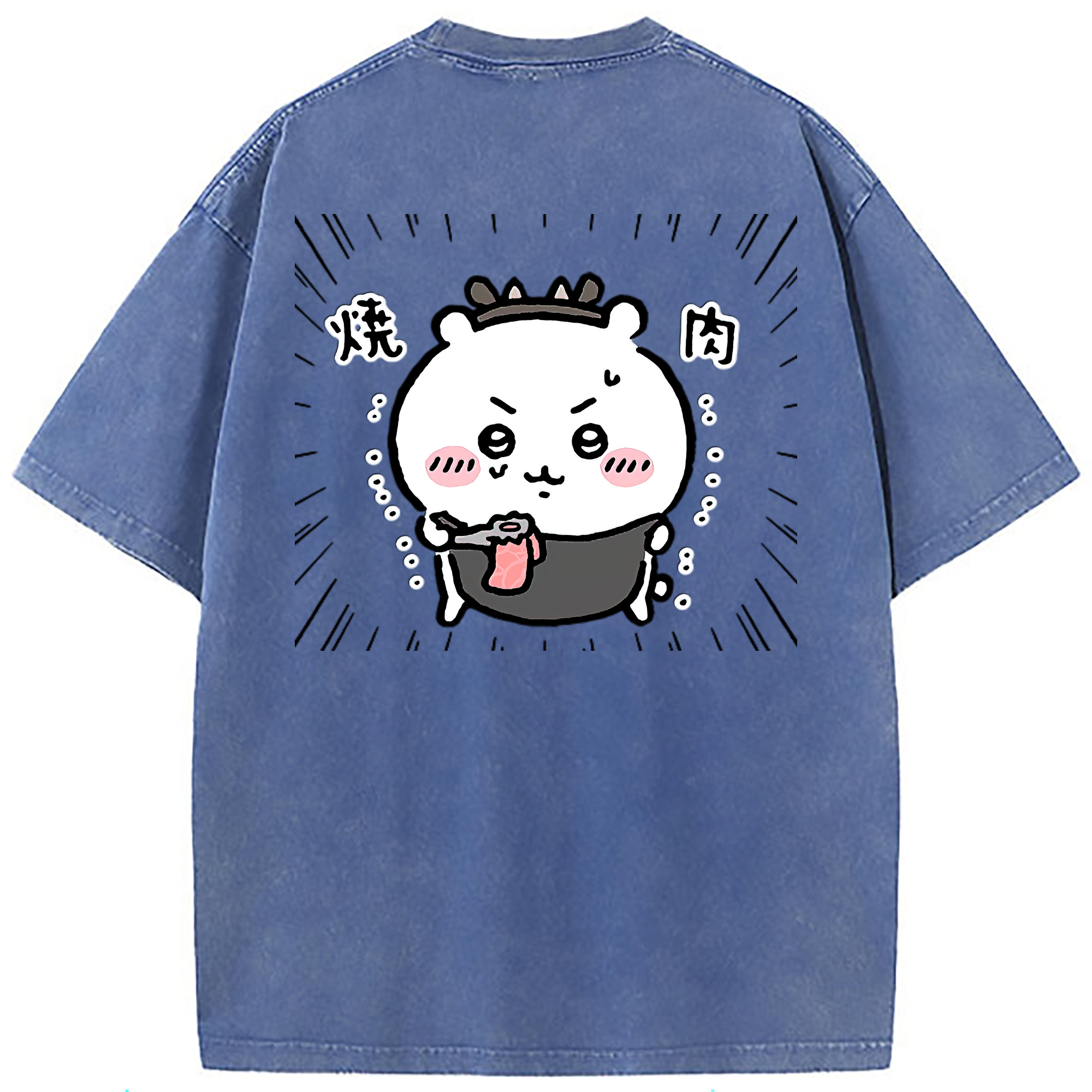 （画像用） ちいかわ ちいかわ Chii-kawa chiikawa 綿100% ヴィンテージ風 半袖Tシャツ（背面プリント）