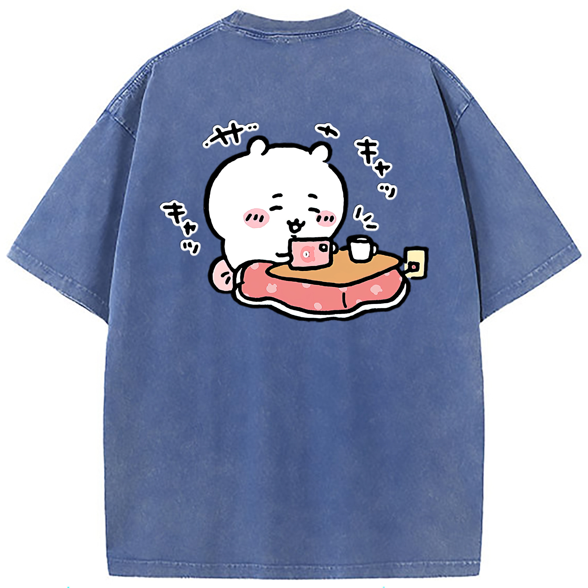 （画像用） ちいかわ ちいかわ Chii-kawa chiikawa 綿100% ヴィンテージ風 半袖Tシャツ（背面プリント）
