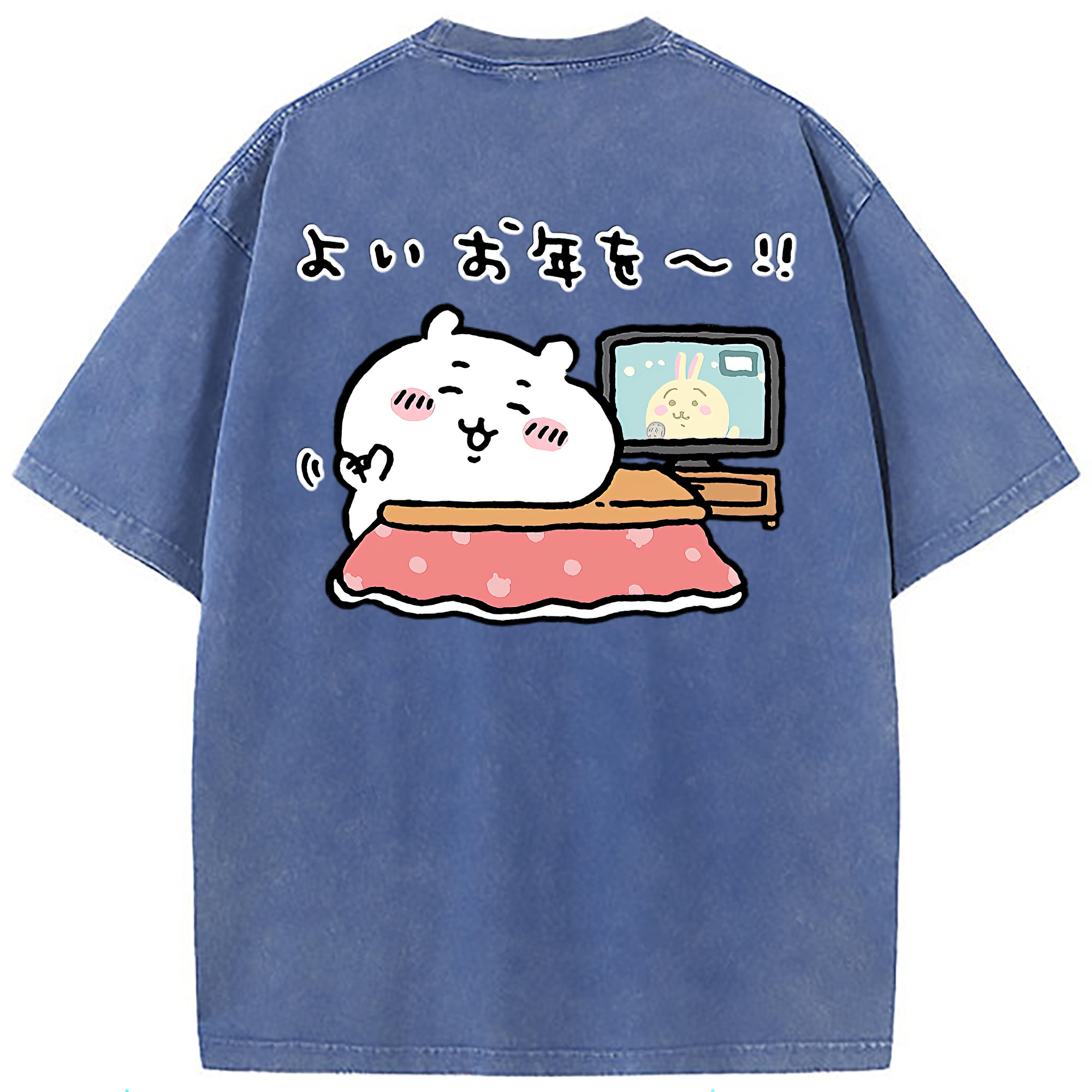 （画像用） ちいかわ ちいかわ Chii-kawa chiikawa 綿100% ヴィンテージ風 半袖Tシャツ（背面プリント）
