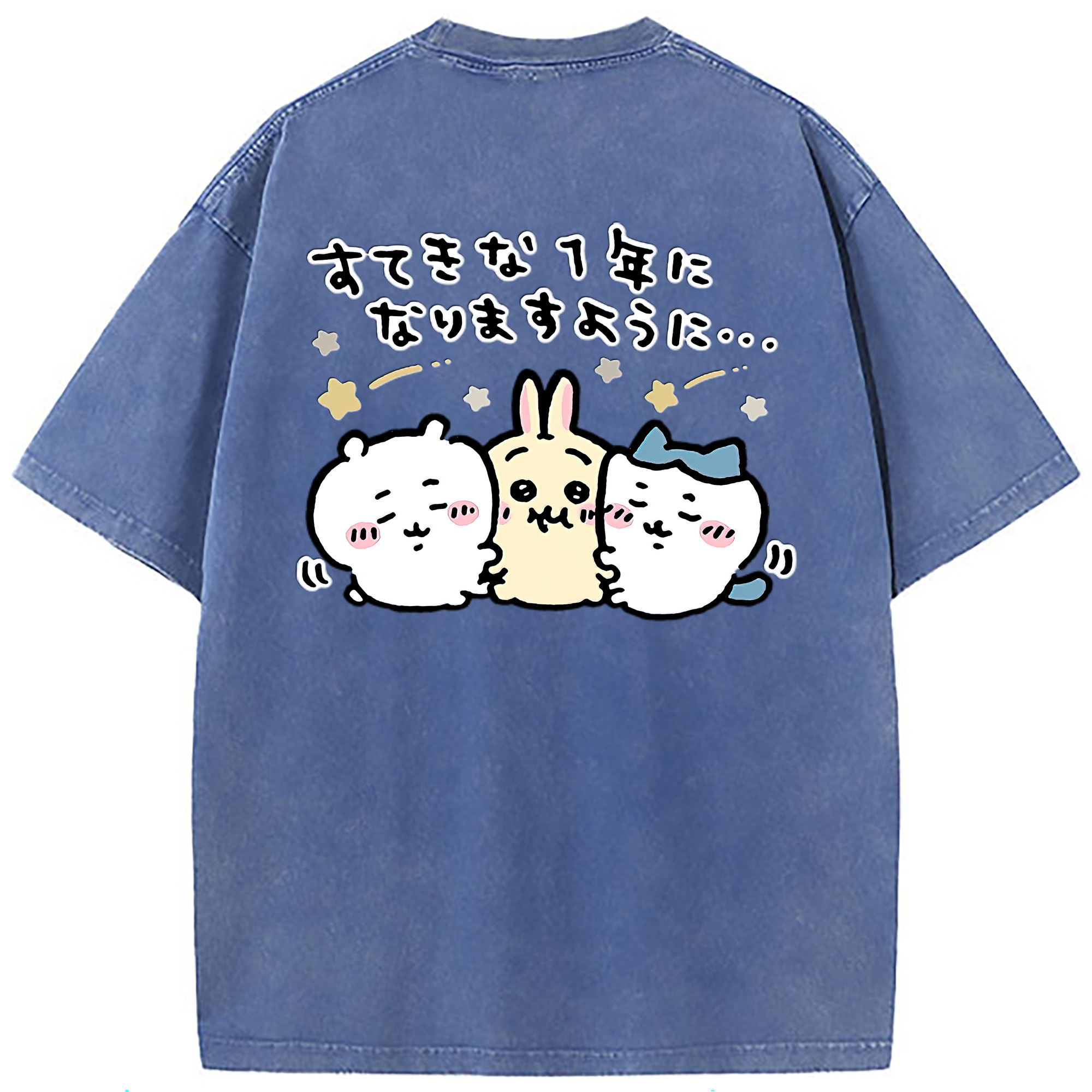 （画像用） ちいかわ ちいかわ Chii-kawa chiikawa 綿100% ヴィンテージ風 半袖Tシャツ（背面プリント）