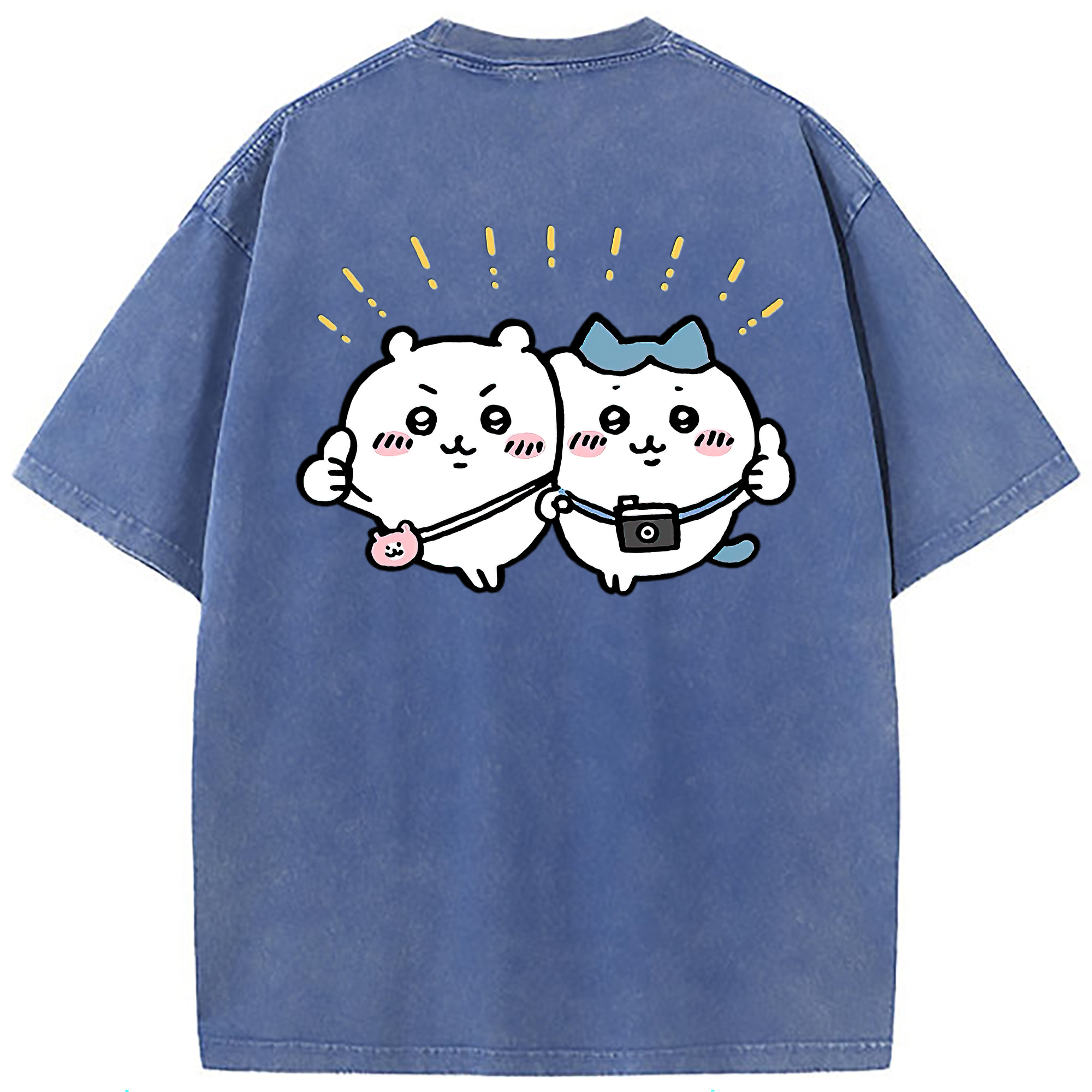 （画像用） ちいかわ ちいかわ Chii-kawa chiikawa 綿100% ヴィンテージ風 半袖Tシャツ（背面プリント）