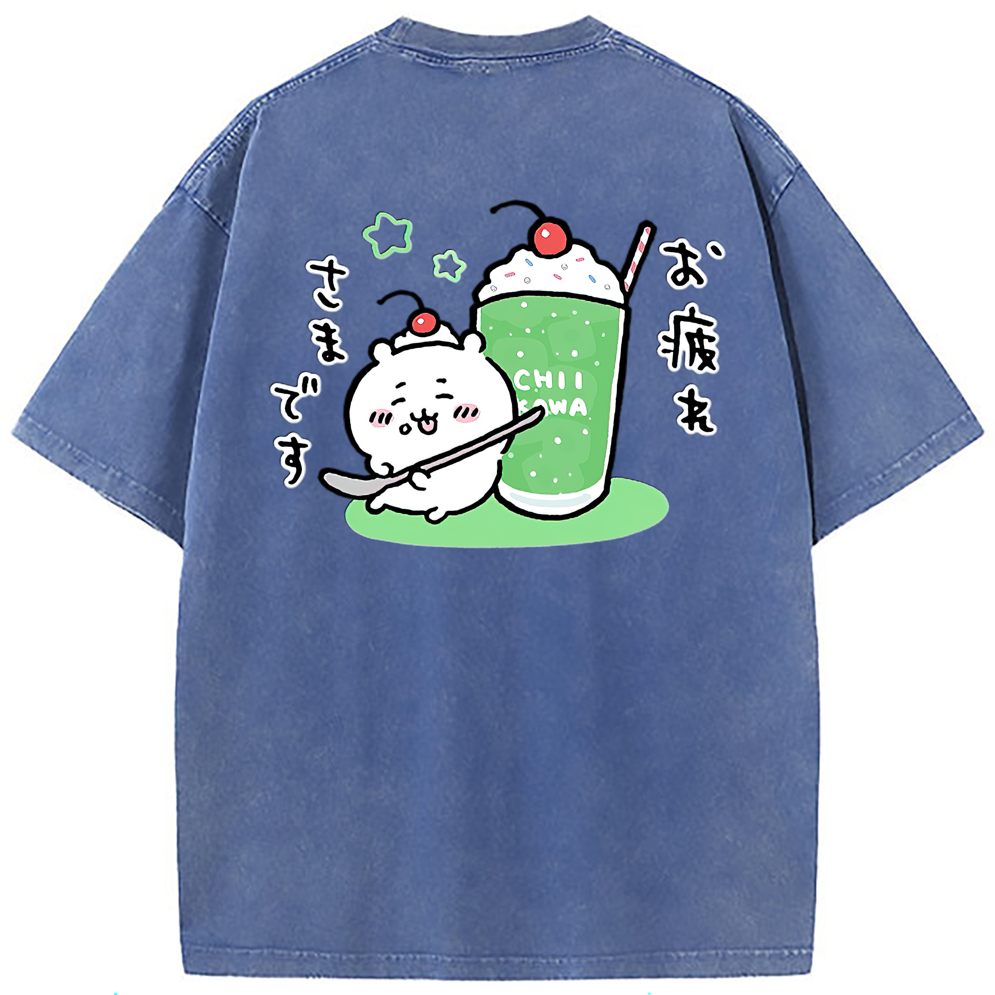（画像用） ちいかわ ちいかわ Chii-kawa chiikawa 綿100% ヴィンテージ風 半袖Tシャツ（背面プリント）