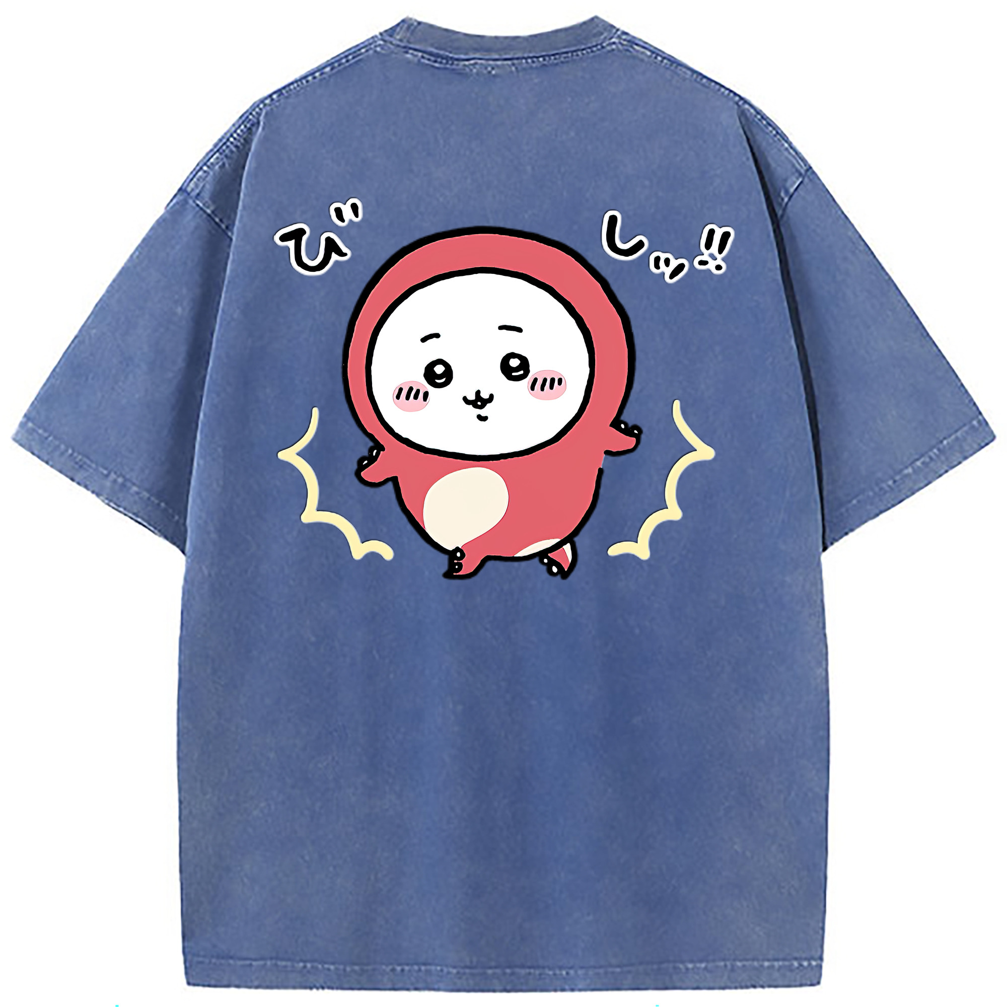（画像用） ちいかわ ちいかわ Chii-kawa chiikawa 綿100% ヴィンテージ風 半袖Tシャツ（背面プリント）
