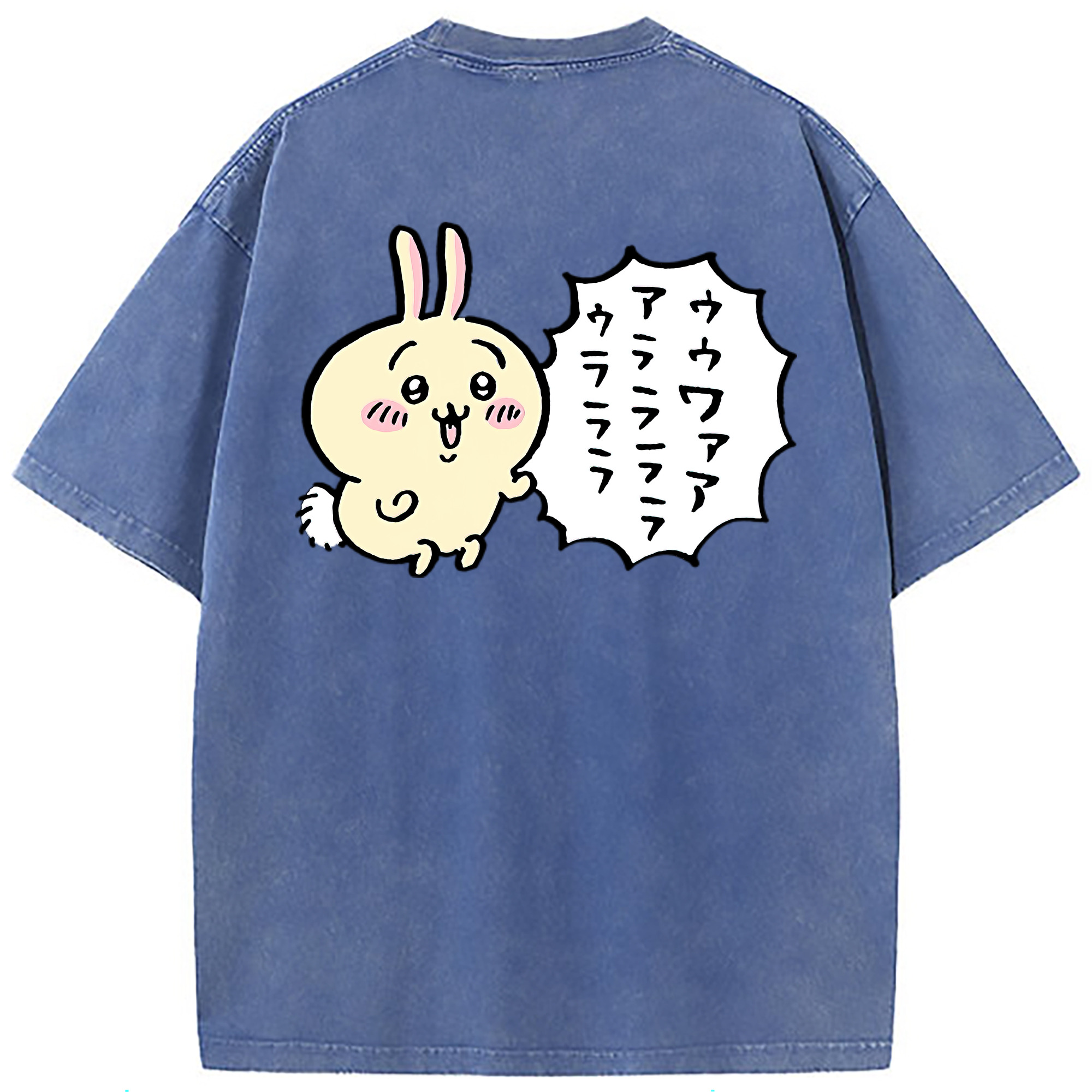 （画像用） ちいかわ うさぎ Chii-kawa usagi 綿100% ヴィンテージ風 半袖Tシャツ（背面プリント）