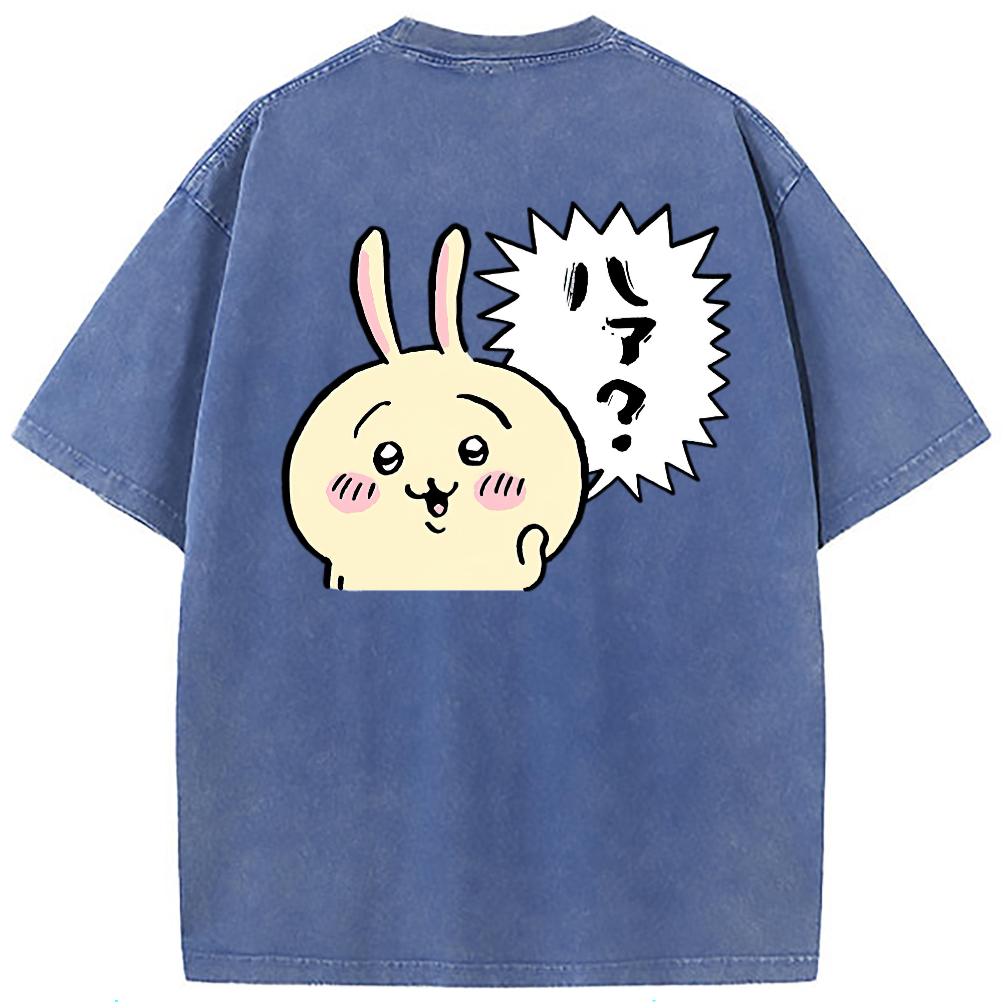（画像用） ちいかわ うさぎ Chii-kawa usagi 綿100% ヴィンテージ風 半袖Tシャツ（背面プリント）