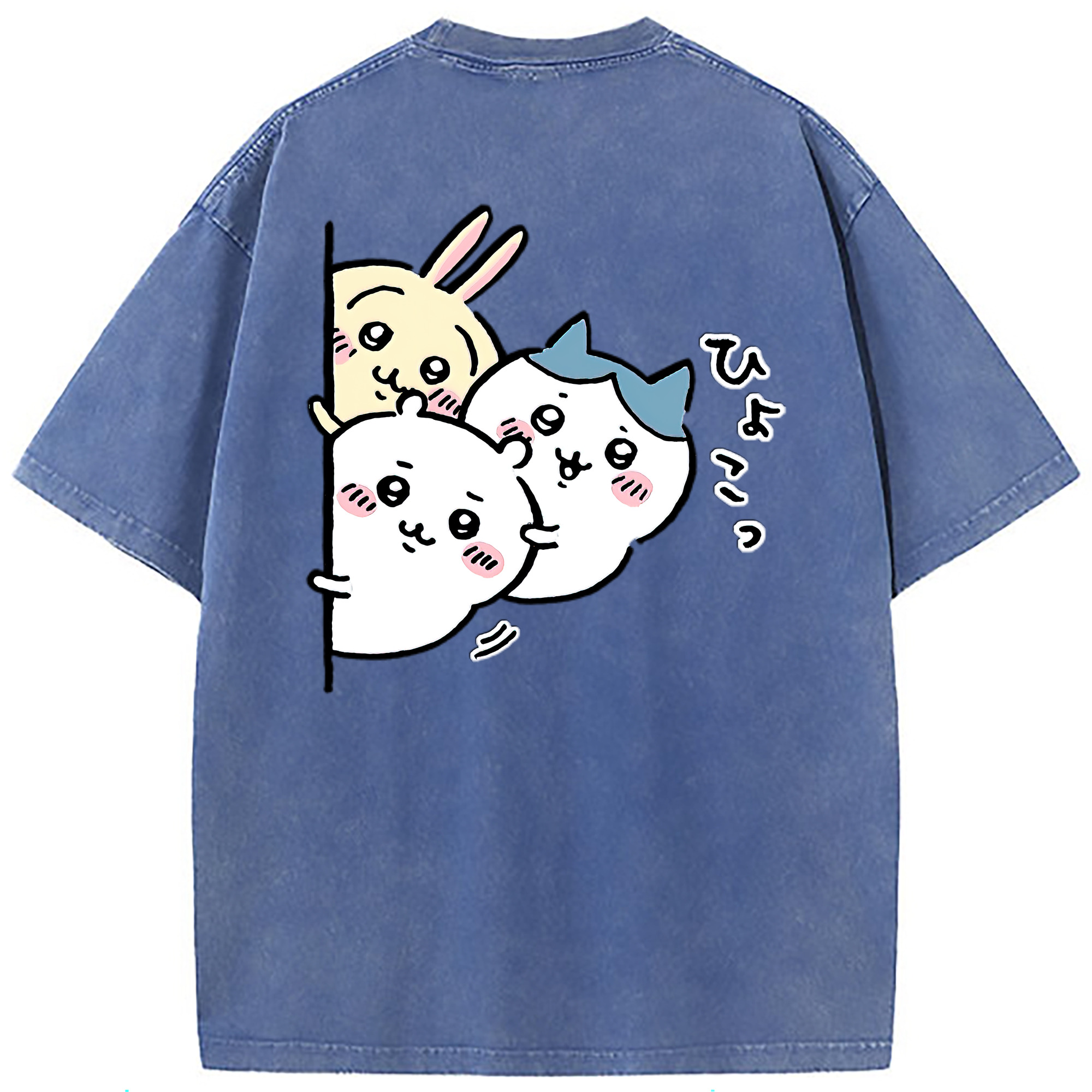 （画像用） ちいかわ うさぎ Chii-kawa usagi 綿100% ヴィンテージ風 半袖Tシャツ（背面プリント）