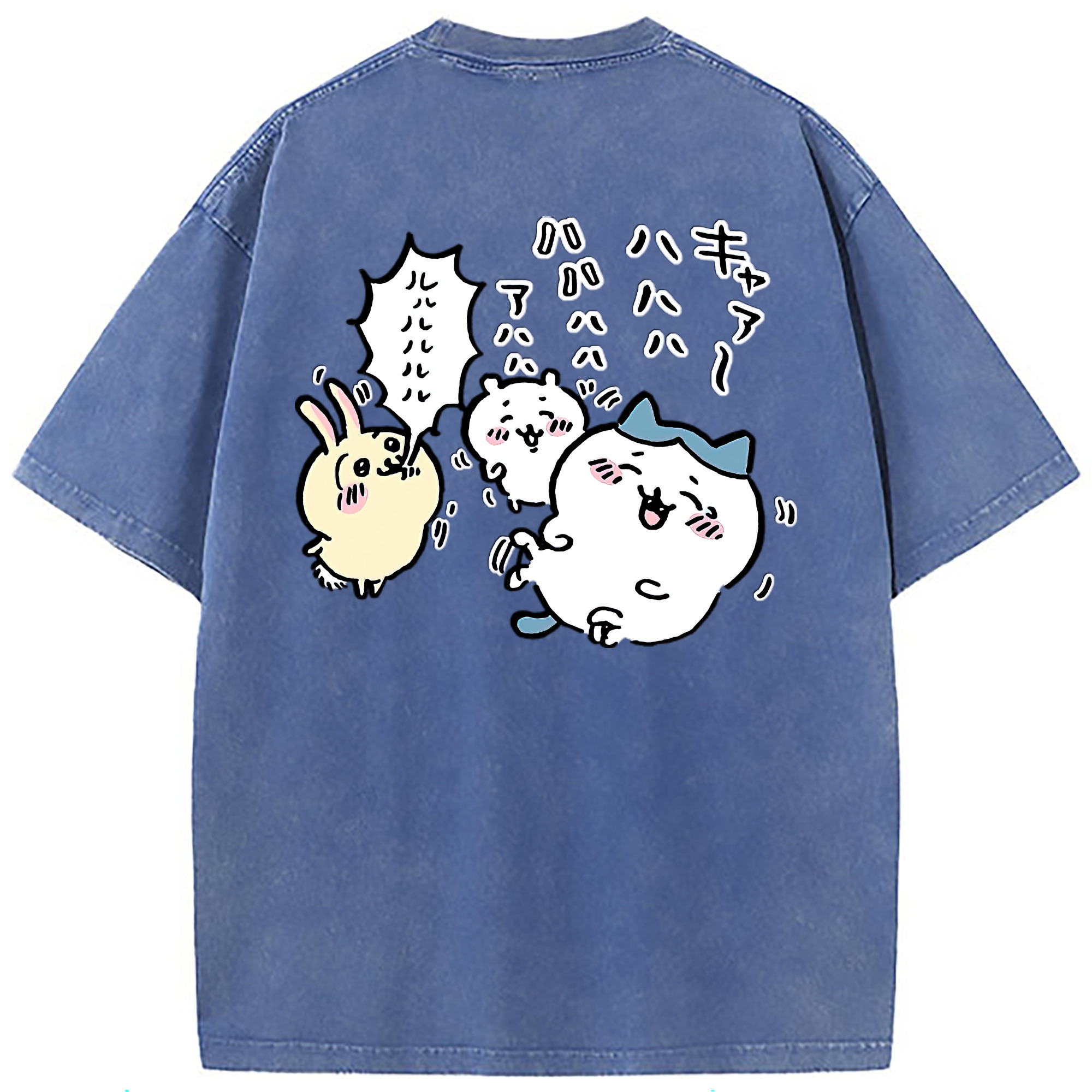 （画像用） ちいかわ うさぎ Chii-kawa usagi 綿100% ヴィンテージ風 半袖Tシャツ（背面プリント）