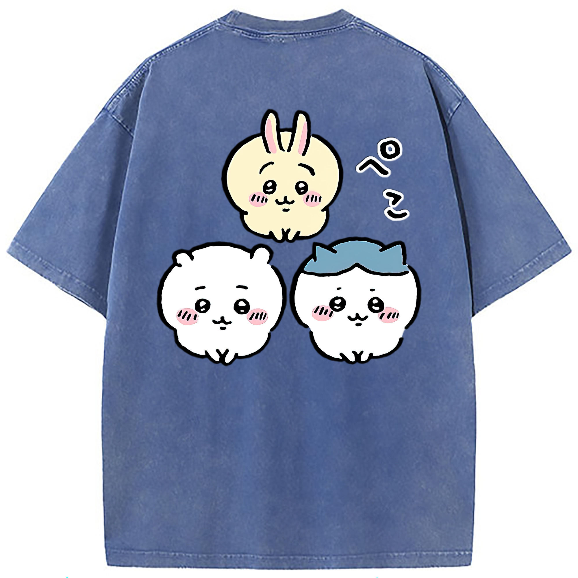 （画像用） ちいかわ うさぎ Chii-kawa usagi 綿100% ヴィンテージ風 半袖Tシャツ（背面プリント）