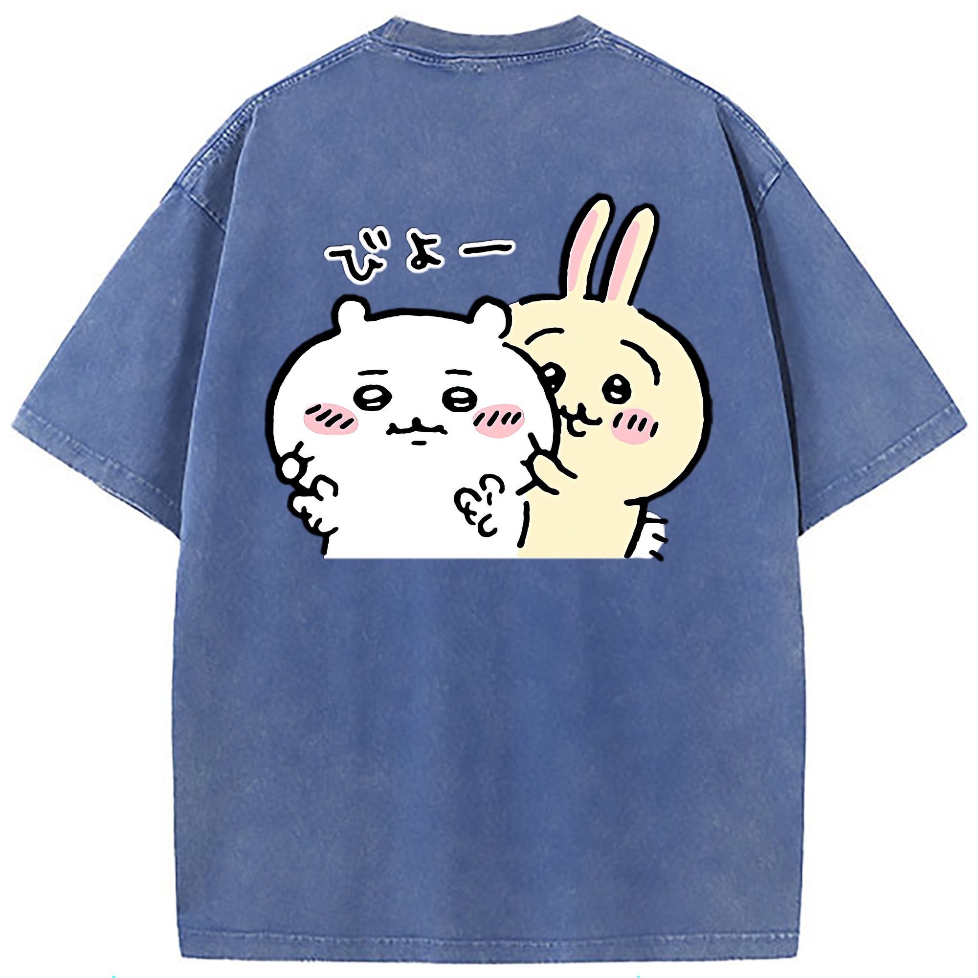 （画像用） ちいかわ うさぎ Chii-kawa usagi 綿100% ヴィンテージ風 半袖Tシャツ（背面プリント）