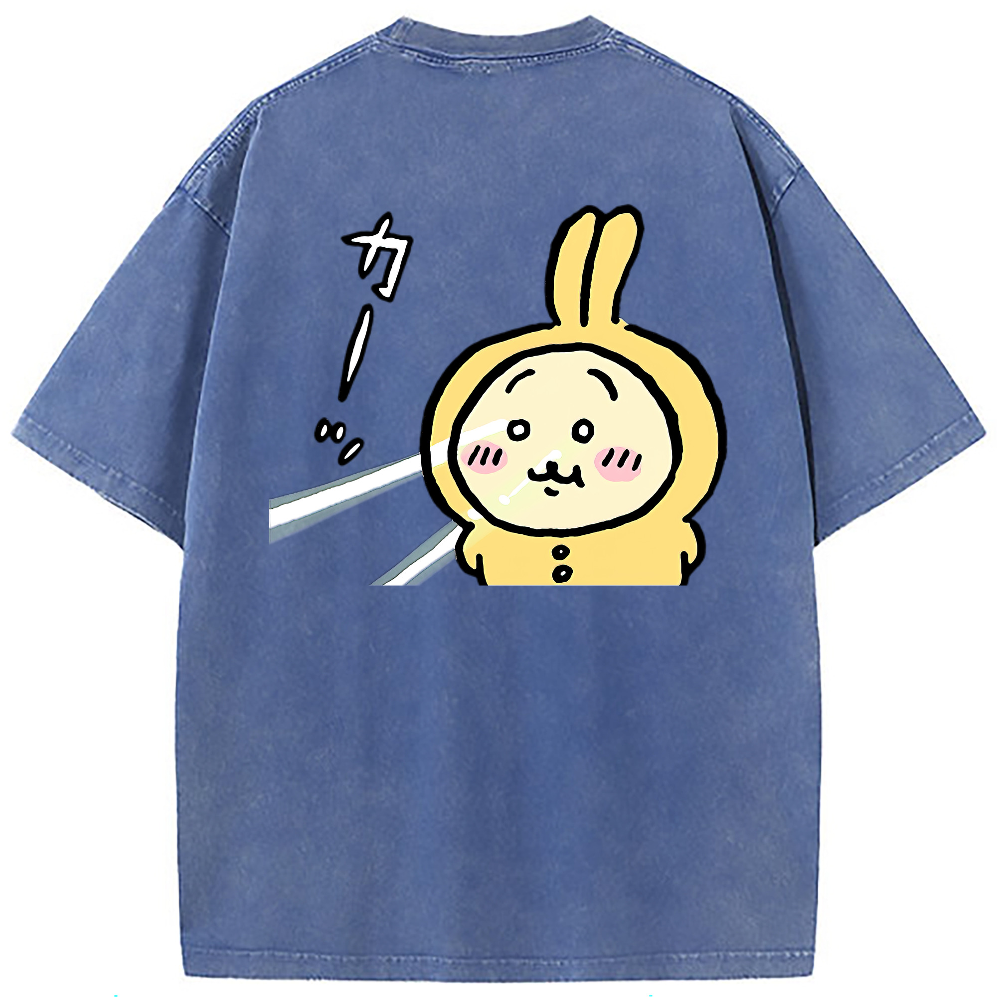（画像用） ちいかわ うさぎ Chii-kawa usagi 綿100% ヴィンテージ風 半袖Tシャツ（背面プリント）
