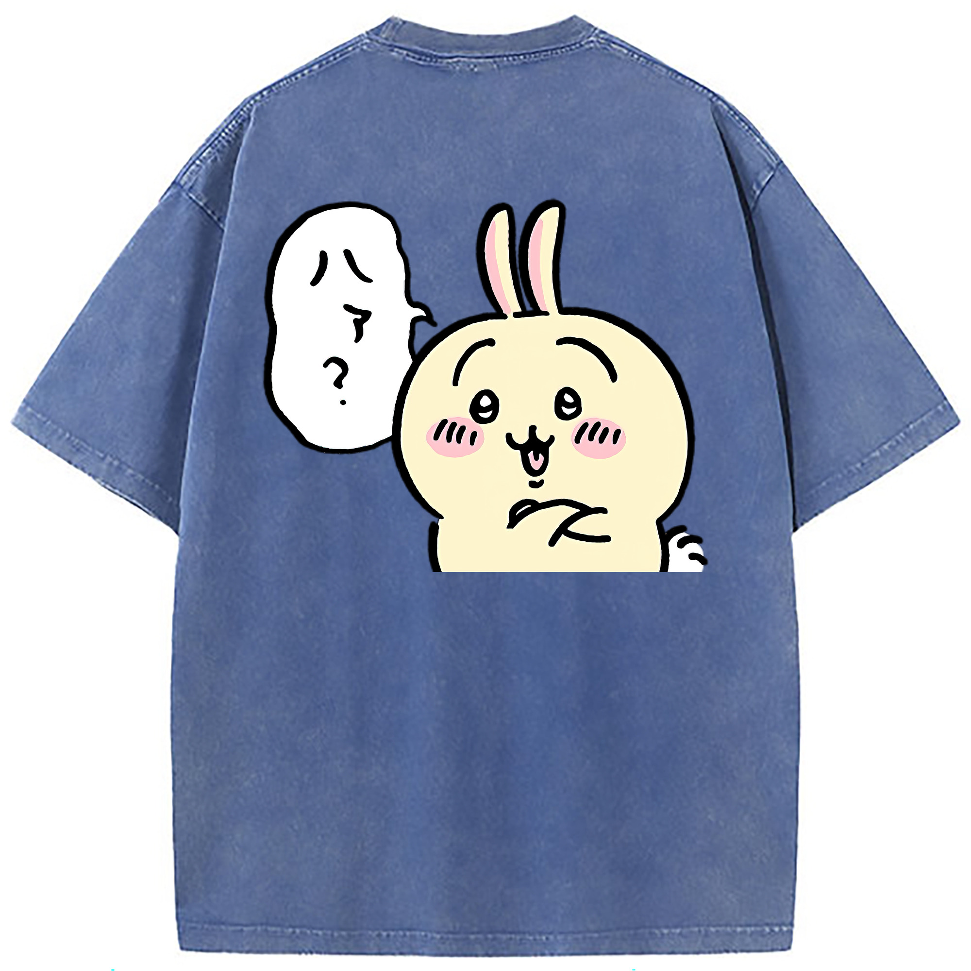 （画像用） ちいかわ うさぎ Chii-kawa usagi 綿100% ヴィンテージ風 半袖Tシャツ（背面プリント）