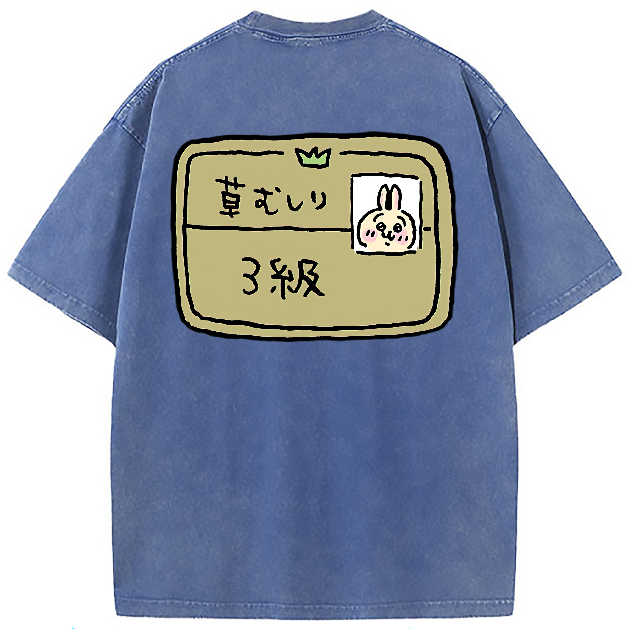 （画像用） ちいかわ うさぎ Chii-kawa usagi 綿100% ヴィンテージ風 半袖Tシャツ（背面プリント）