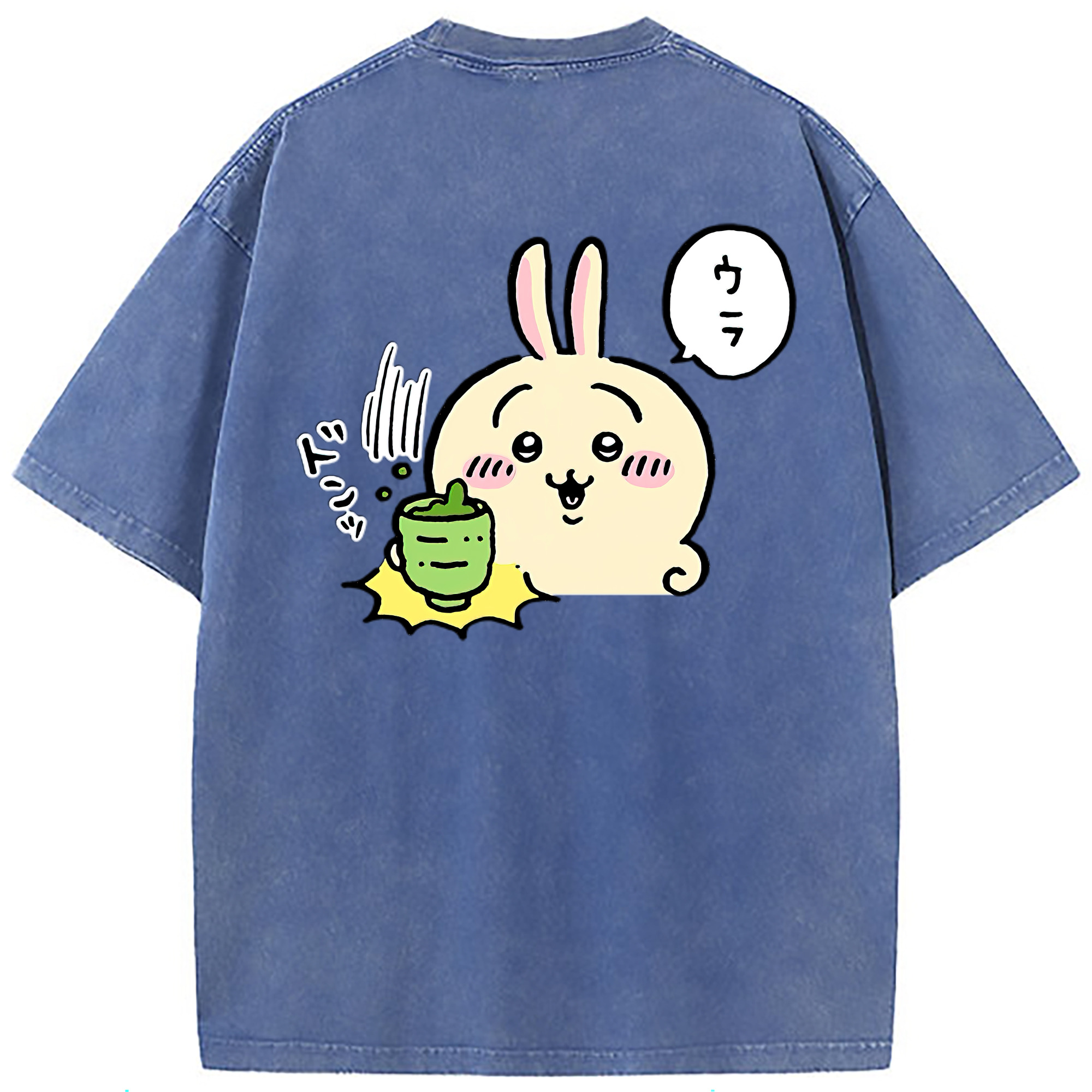 （画像用） ちいかわ うさぎ Chii-kawa usagi 綿100% ヴィンテージ風 半袖Tシャツ（背面プリント）