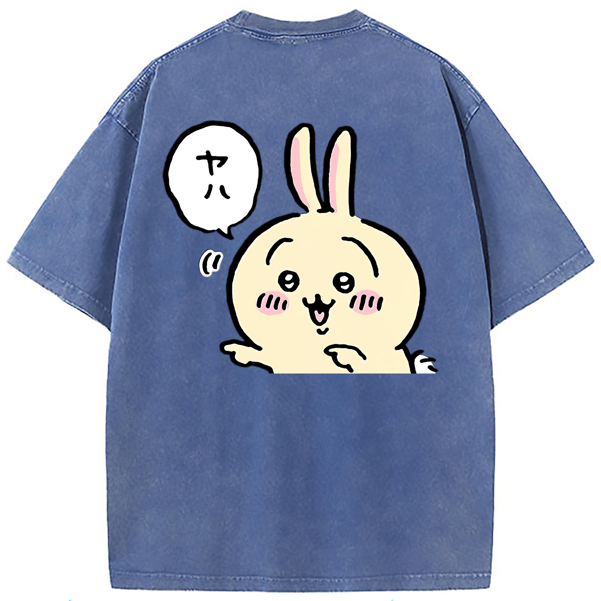 （画像用） ちいかわ うさぎ Chii-kawa usagi 綿100% ヴィンテージ風 半袖Tシャツ（背面プリント）