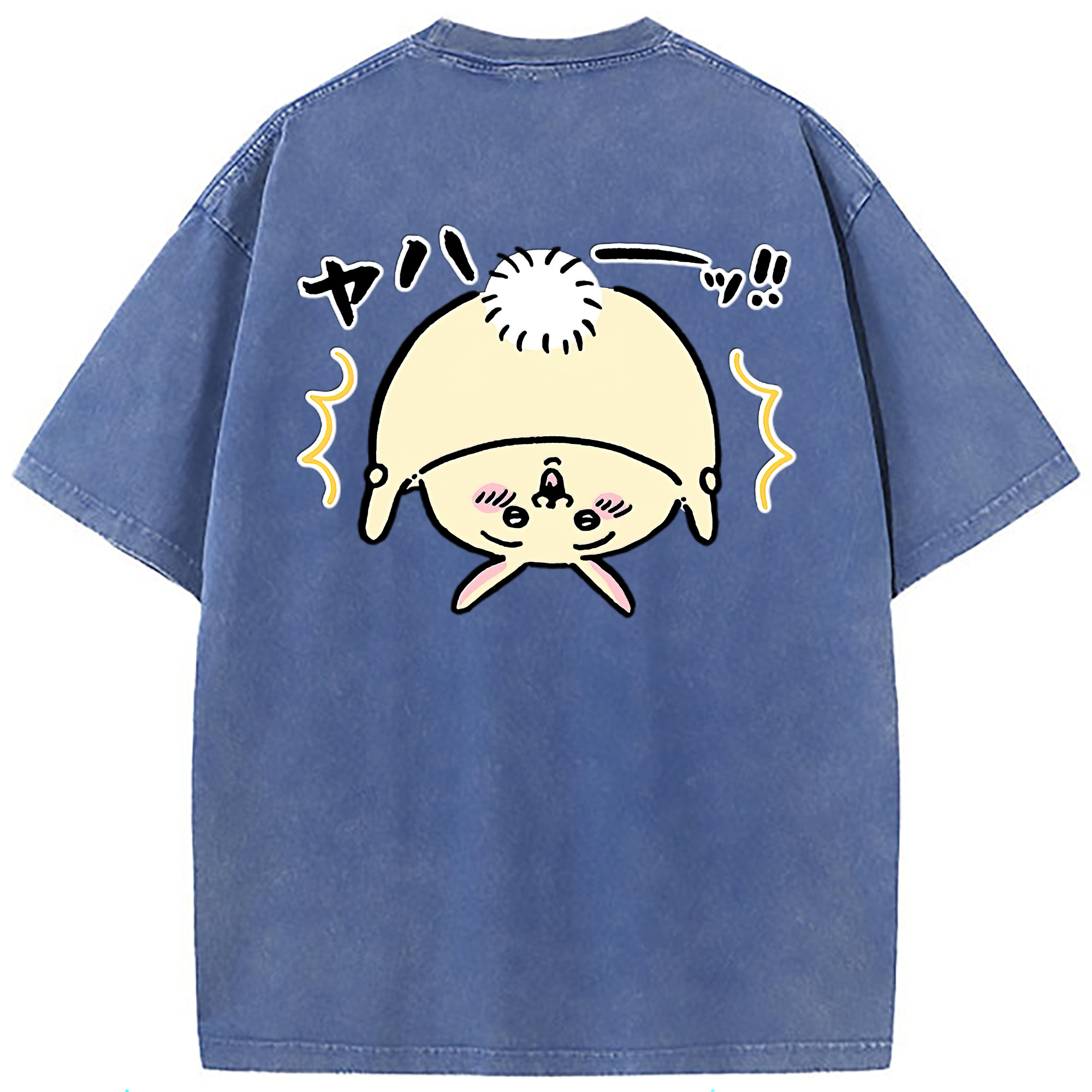 （画像用） ちいかわ うさぎ Chii-kawa usagi 綿100% ヴィンテージ風 半袖Tシャツ（背面プリント）