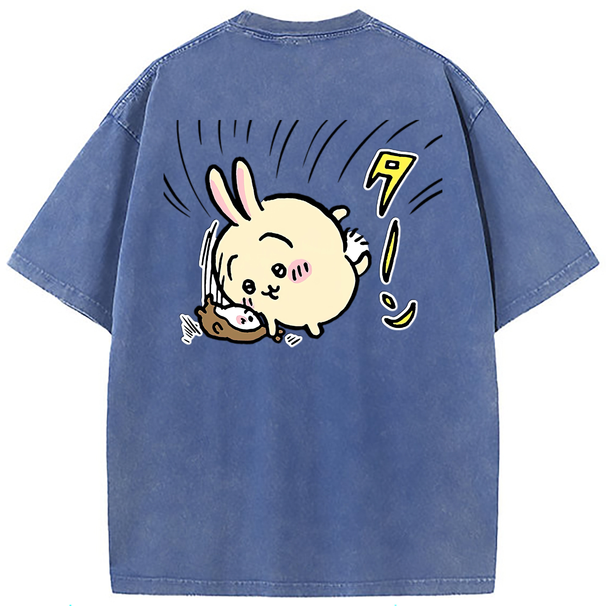 （画像用） ちいかわ うさぎ Chii-kawa usagi 綿100% ヴィンテージ風 半袖Tシャツ（背面プリント）