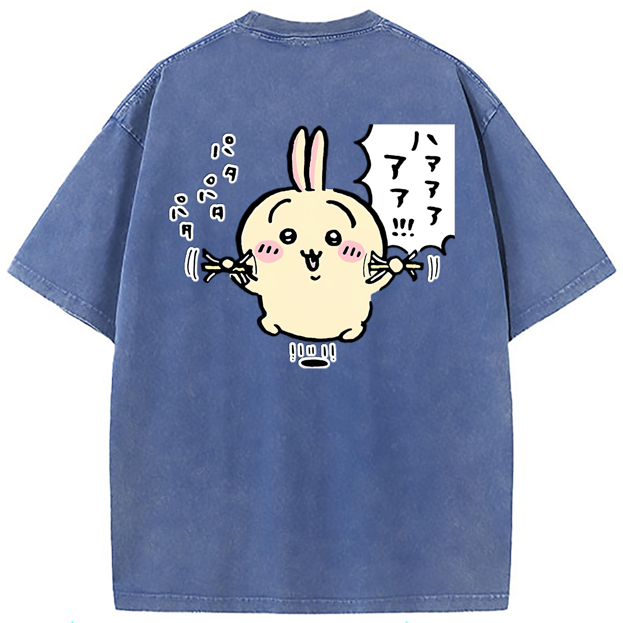 （画像用） ちいかわ うさぎ Chii-kawa usagi 綿100% ヴィンテージ風 半袖Tシャツ（背面プリント）