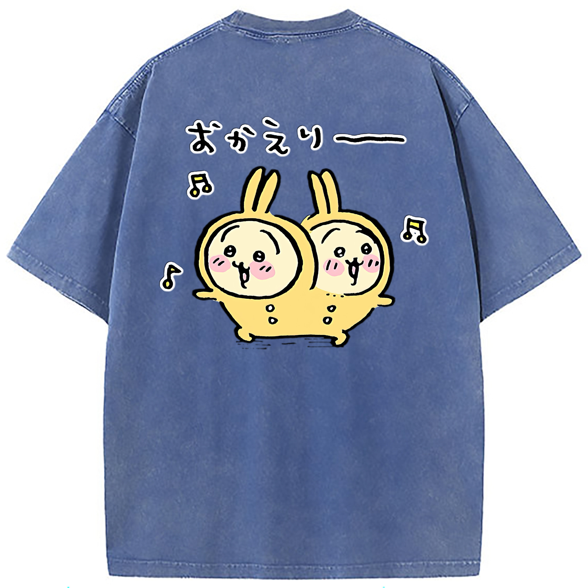 （画像用） ちいかわ うさぎ Chii-kawa usagi 綿100% ヴィンテージ風 半袖Tシャツ（背面プリント）