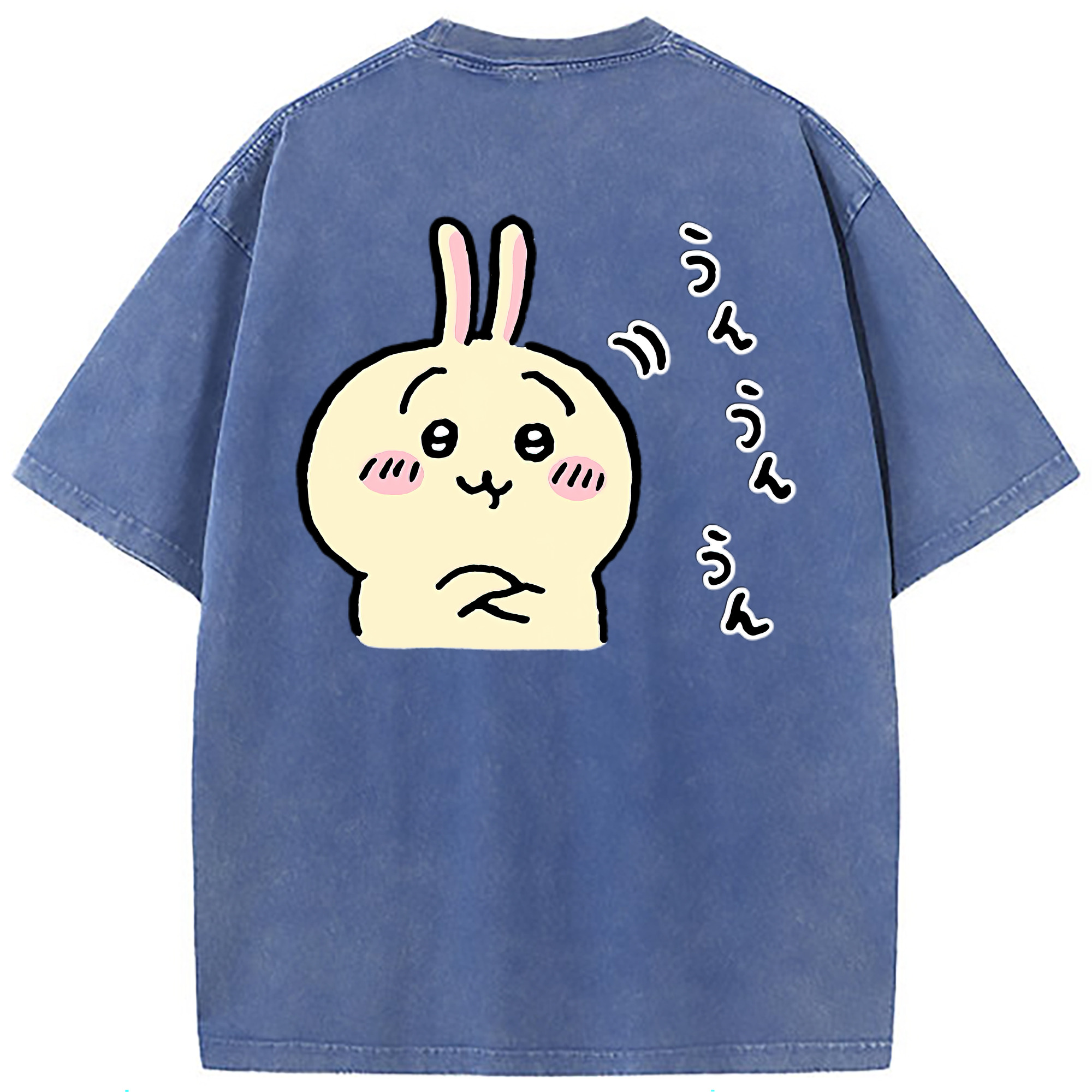 （画像用） ちいかわ うさぎ Chii-kawa usagi 綿100% ヴィンテージ風 半袖Tシャツ（背面プリント）