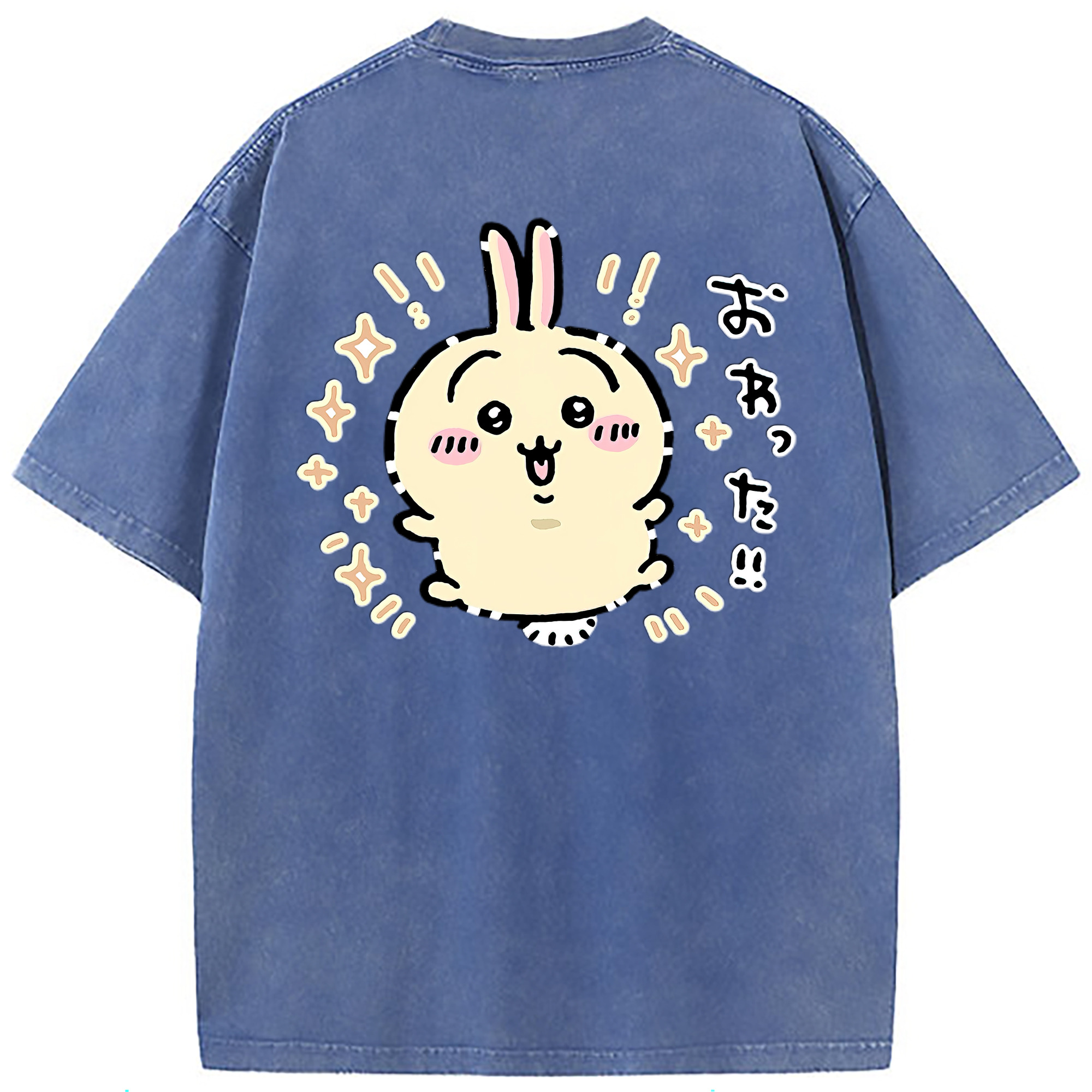 （画像用） ちいかわ うさぎ Chii-kawa usagi 綿100% ヴィンテージ風 半袖Tシャツ（背面プリント）