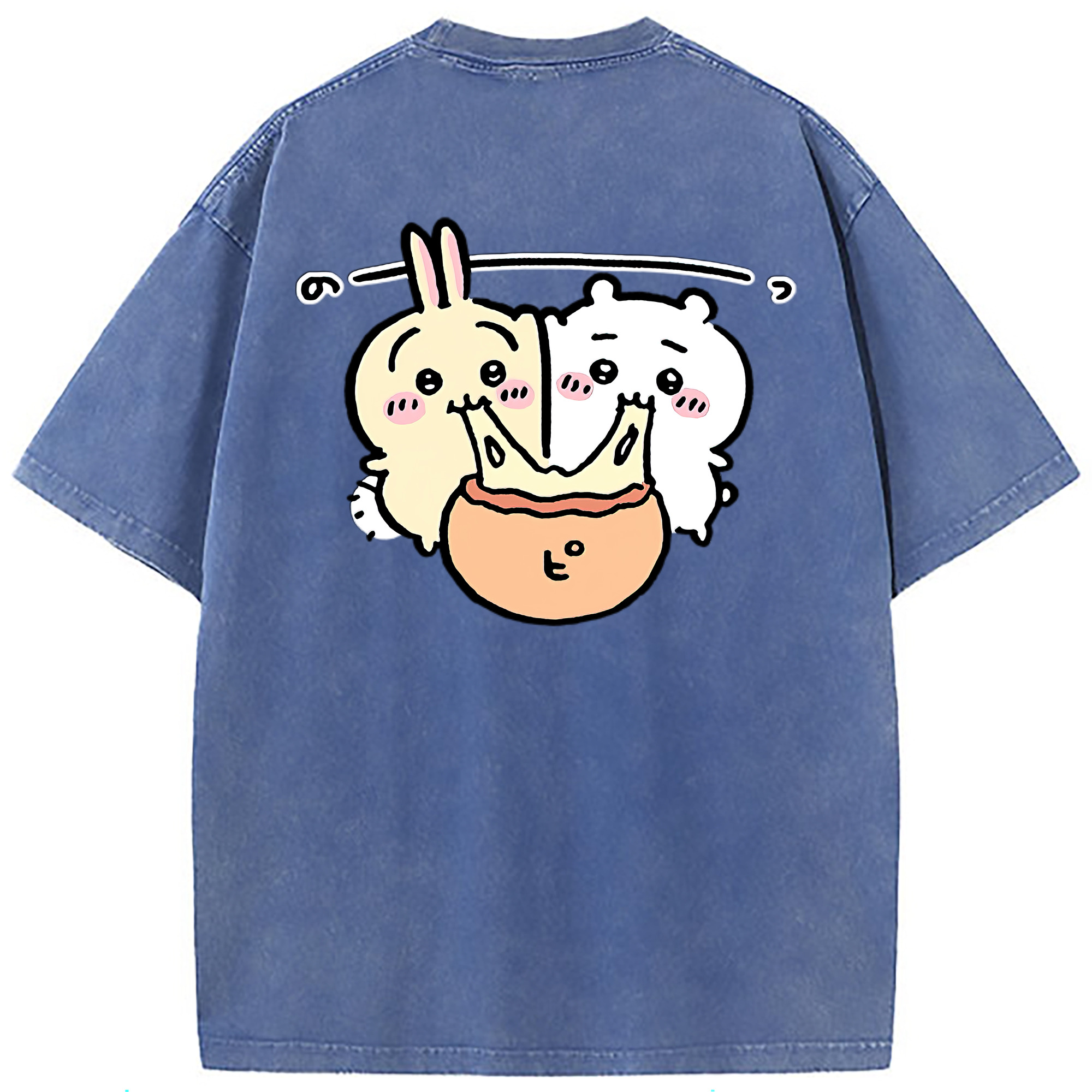 （画像用） ちいかわ うさぎ Chii-kawa usagi 綿100% ヴィンテージ風 半袖Tシャツ（背面プリント）
