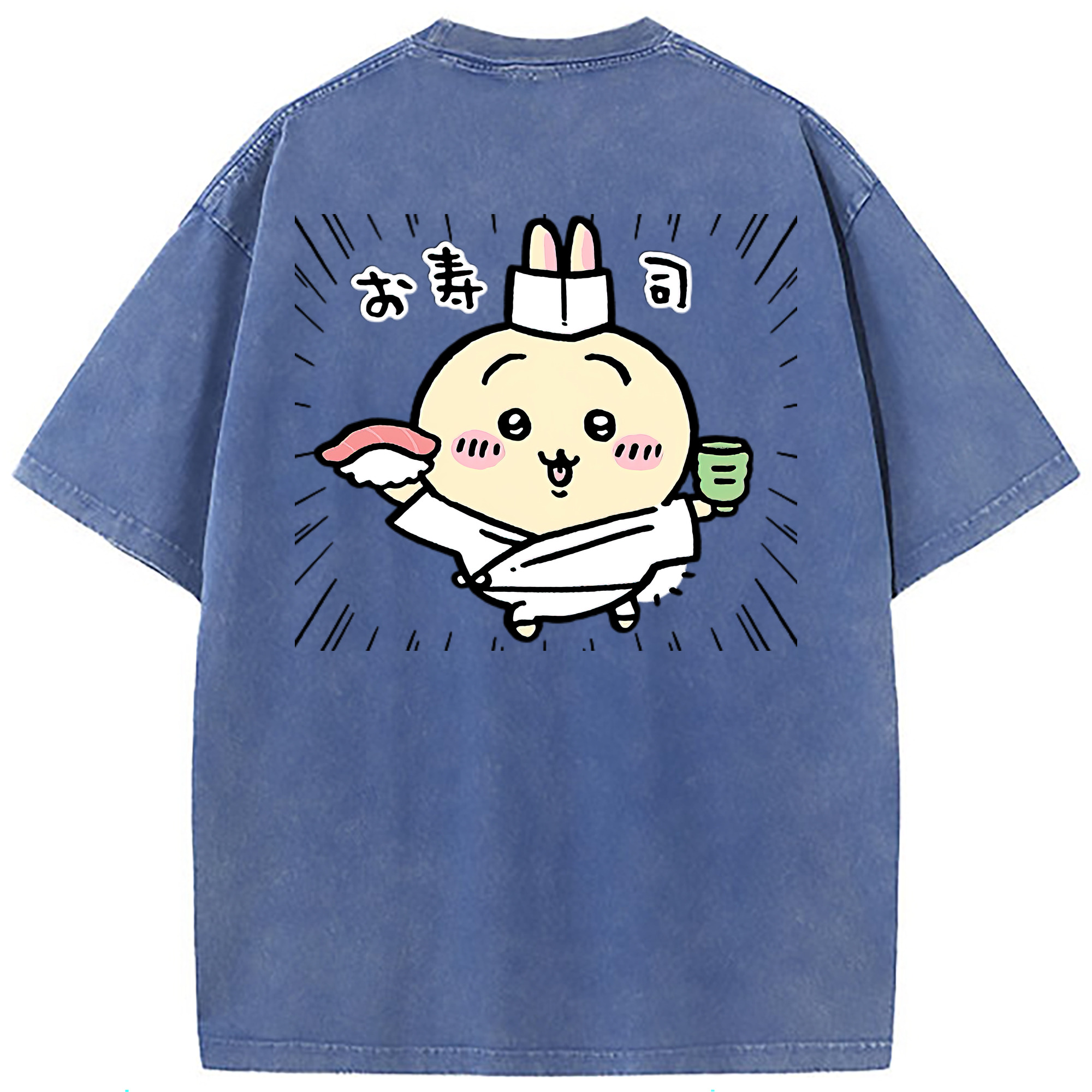 （画像用） ちいかわ うさぎ Chii-kawa usagi 綿100% ヴィンテージ風 半袖Tシャツ（背面プリント）
