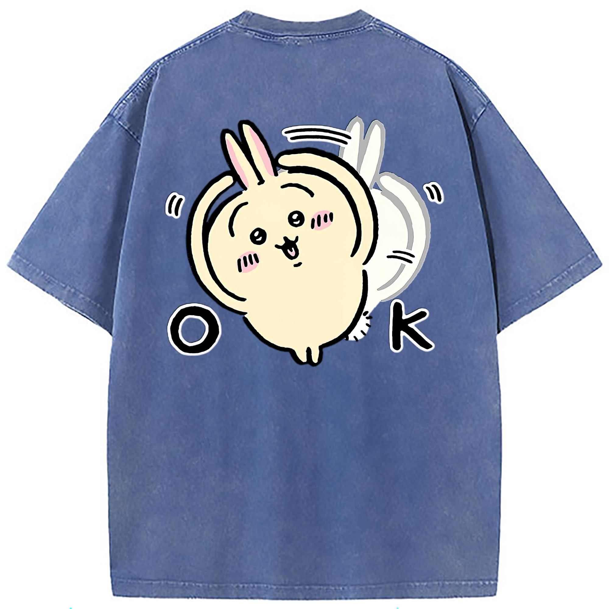 （画像用） ちいかわ うさぎ Chii-kawa usagi 綿100% ヴィンテージ風 半袖Tシャツ（背面プリント）