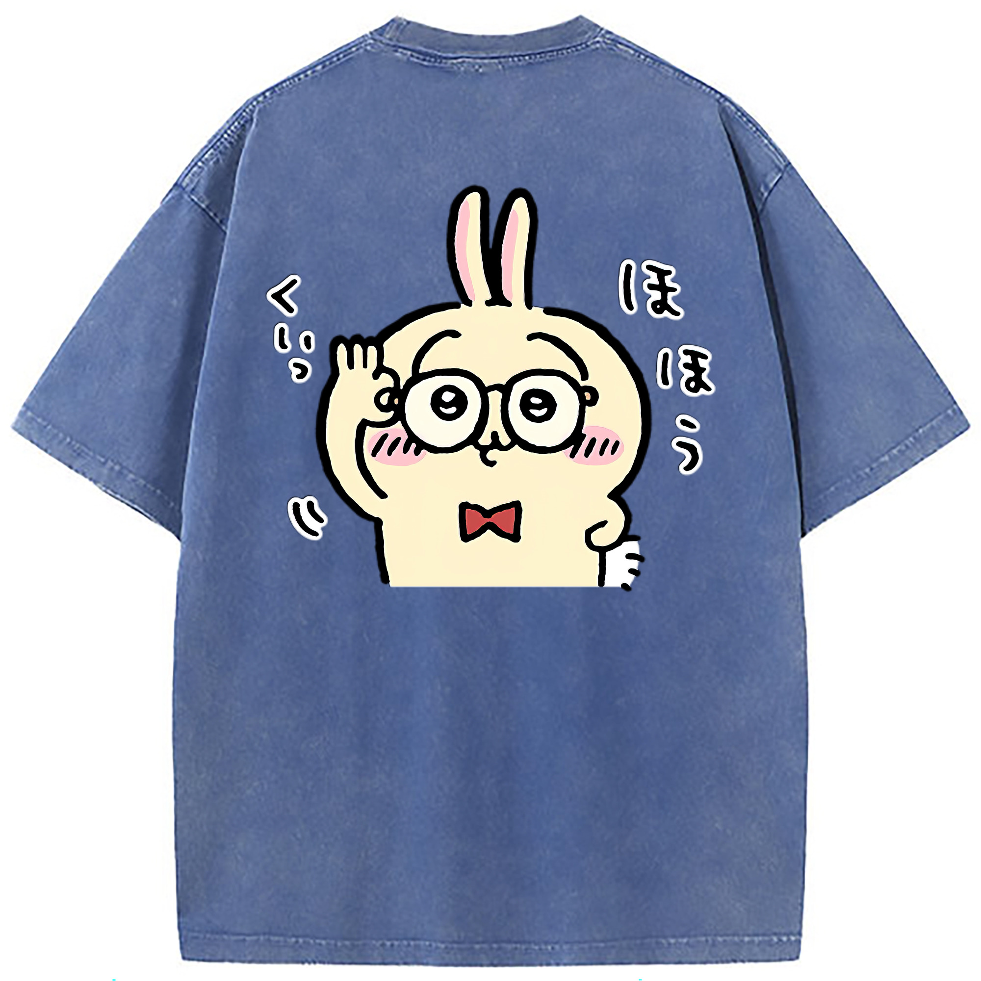 （画像用） ちいかわ うさぎ Chii-kawa usagi 綿100% ヴィンテージ風 半袖Tシャツ（背面プリント）