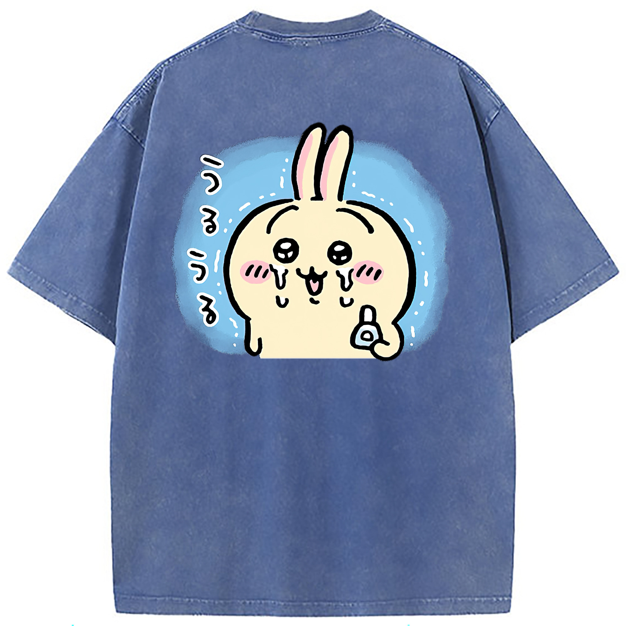（画像用） ちいかわ うさぎ Chii-kawa usagi 綿100% ヴィンテージ風 半袖Tシャツ（背面プリント）