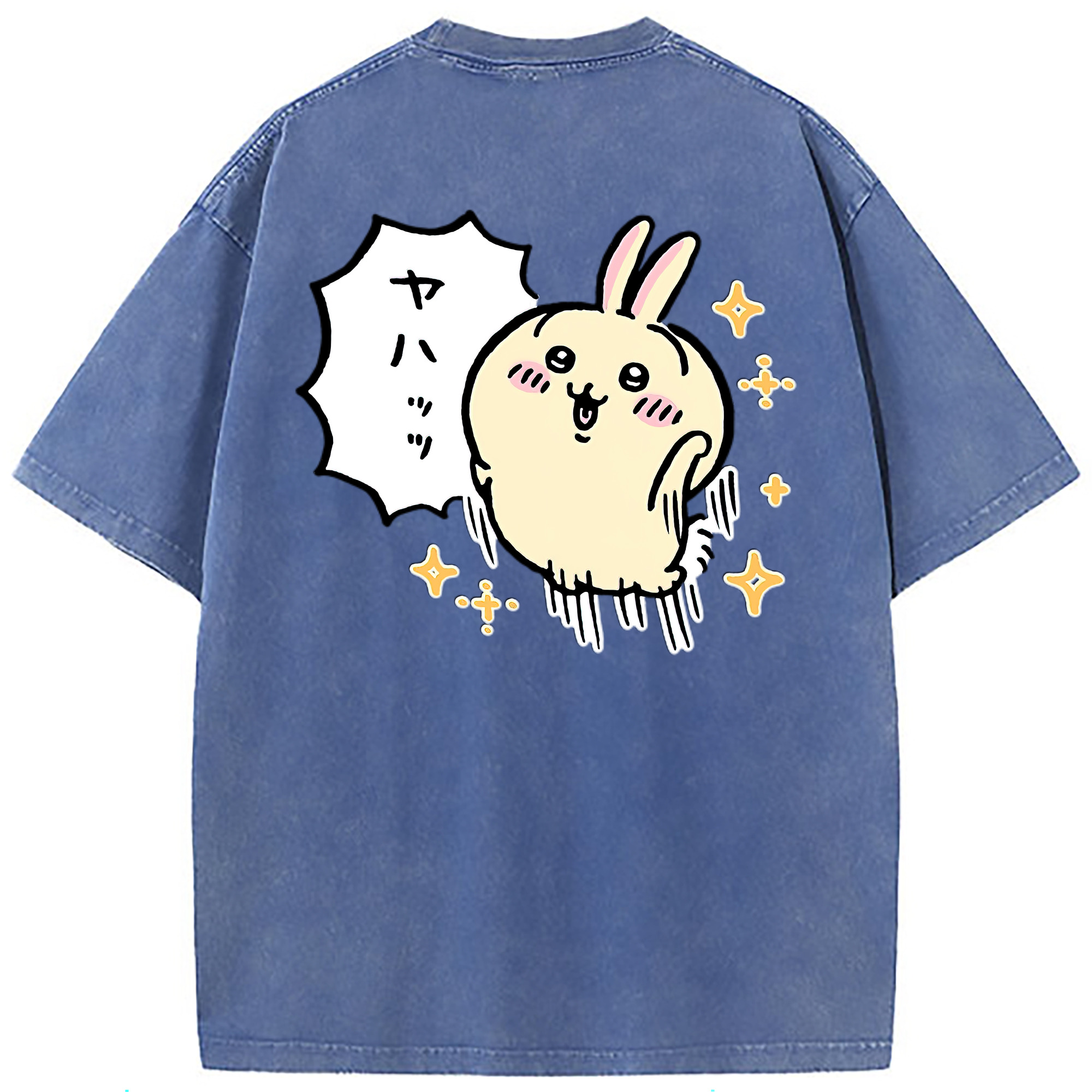 （画像用） ちいかわ うさぎ Chii-kawa usagi 綿100% ヴィンテージ風 半袖Tシャツ（背面プリント）