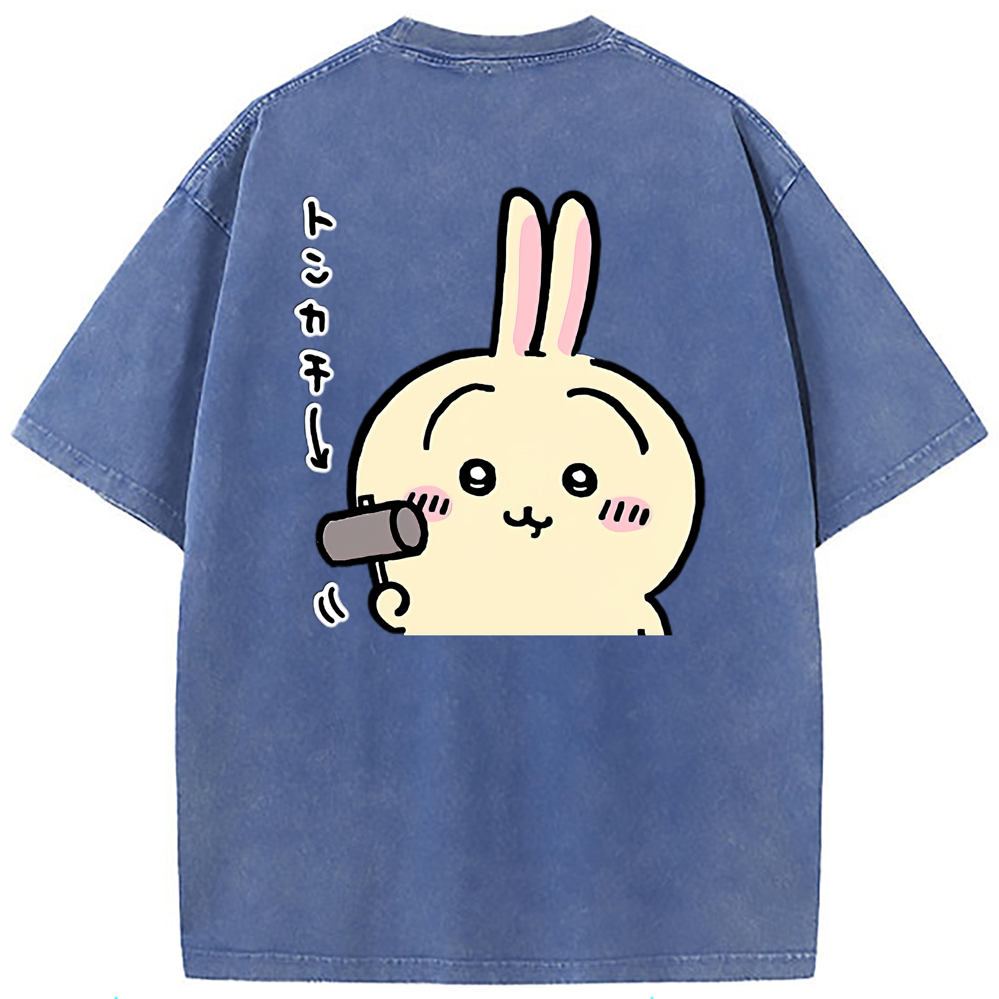 （画像用） ちいかわ うさぎ Chii-kawa usagi 綿100% ヴィンテージ風 半袖Tシャツ（背面プリント）