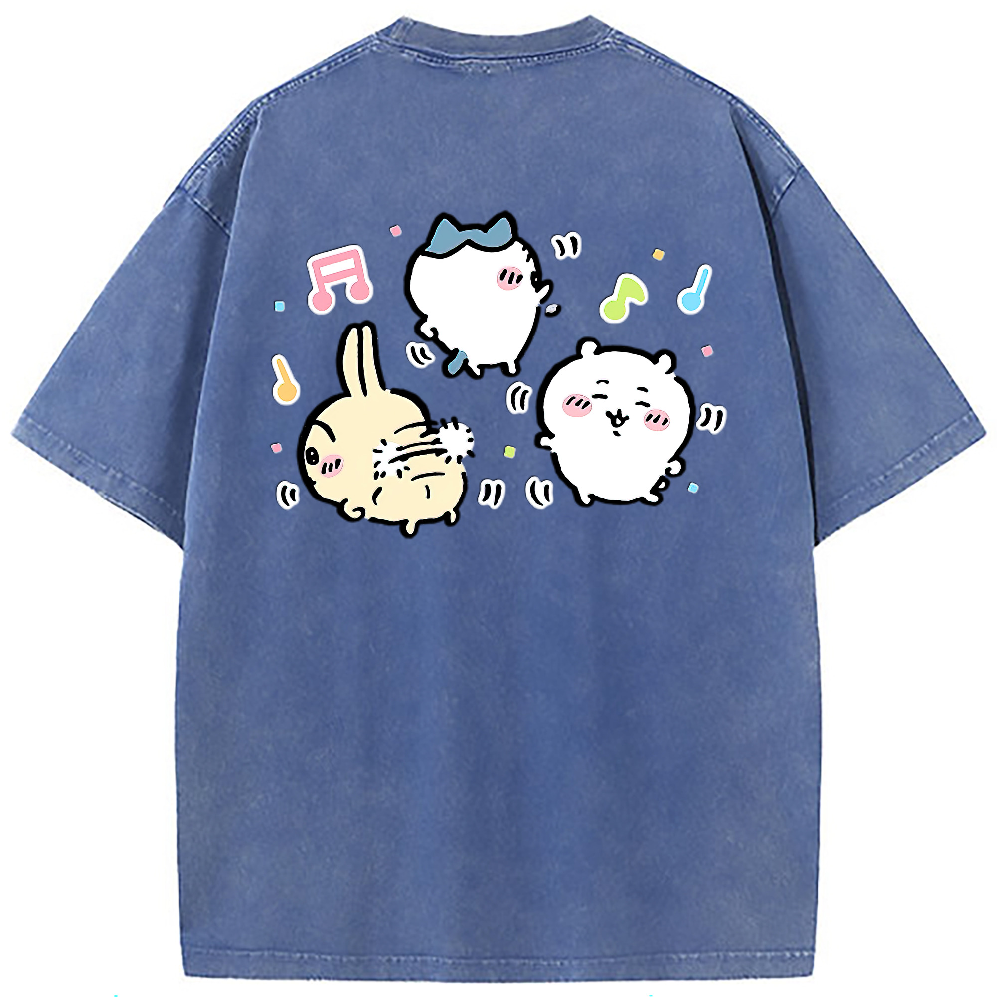 （画像用） ちいかわ うさぎ Chii-kawa usagi 綿100% ヴィンテージ風 半袖Tシャツ（背面プリント）