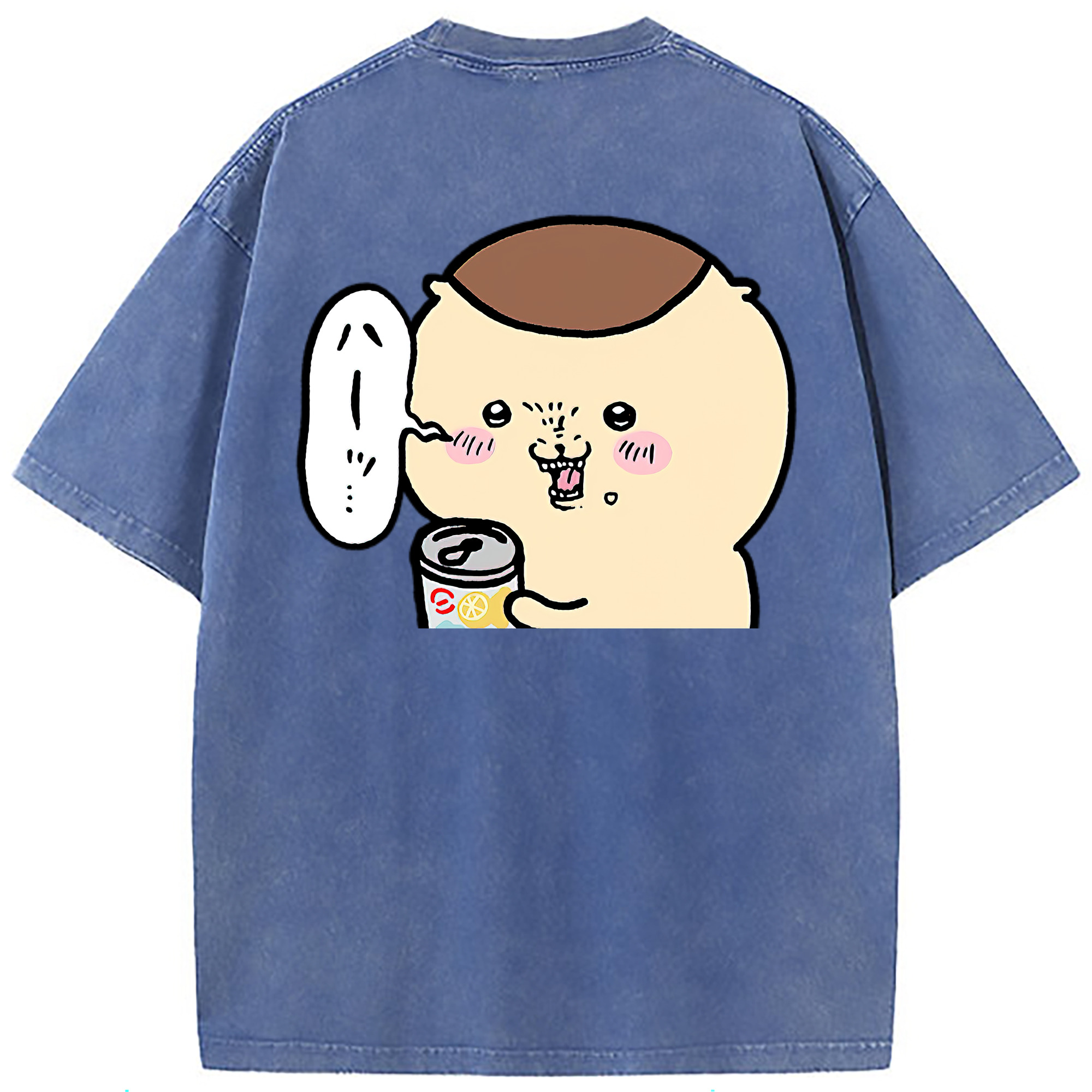 （画像用） ちいかわ くりまんじゅう Chii-kawa kuri manjū 綿100% ヴィンテージ風 半袖Tシャツ（背面プリント）