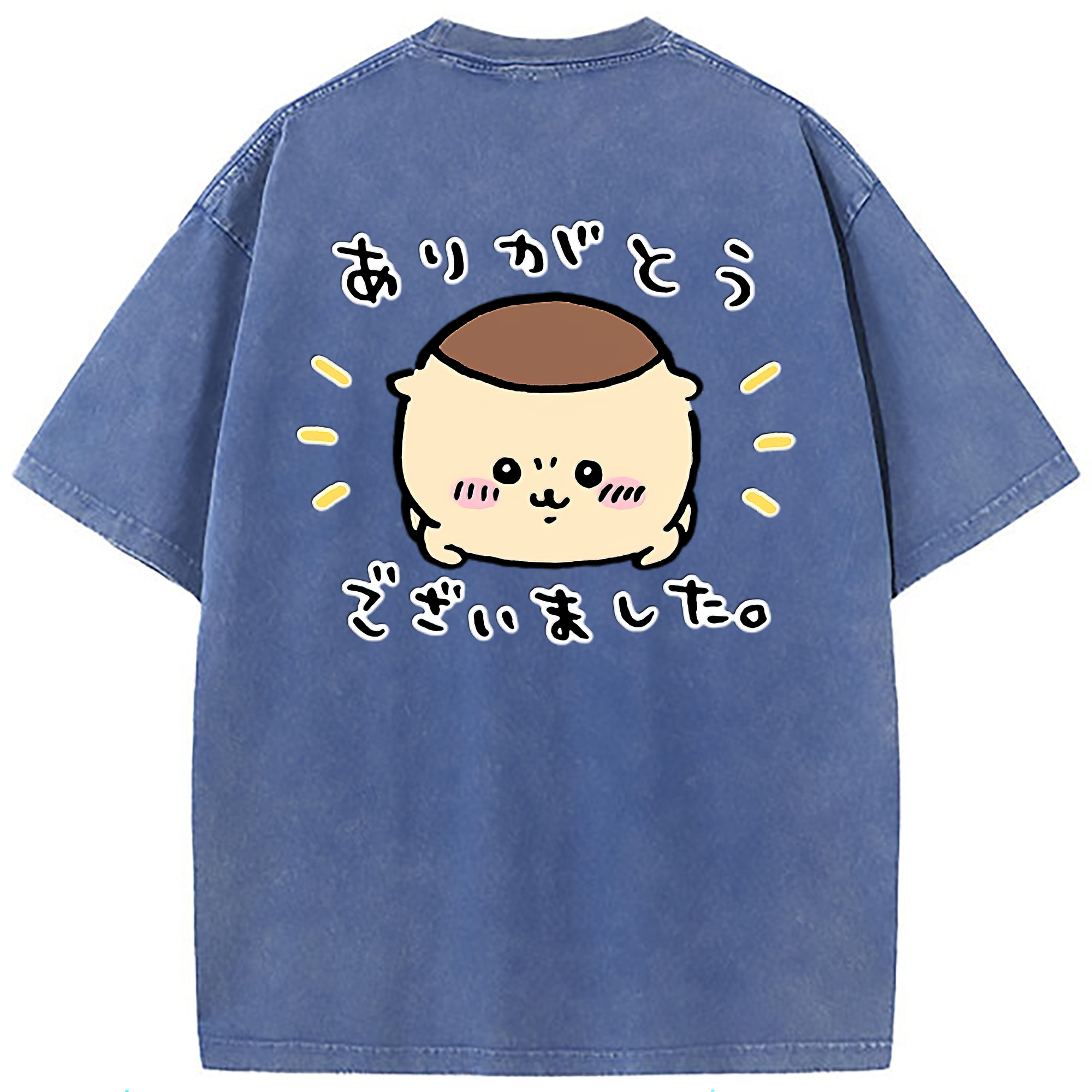 （画像用） ちいかわ くりまんじゅう Chii-kawa kuri manjū 綿100% ヴィンテージ風 半袖Tシャツ（背面プリント）
