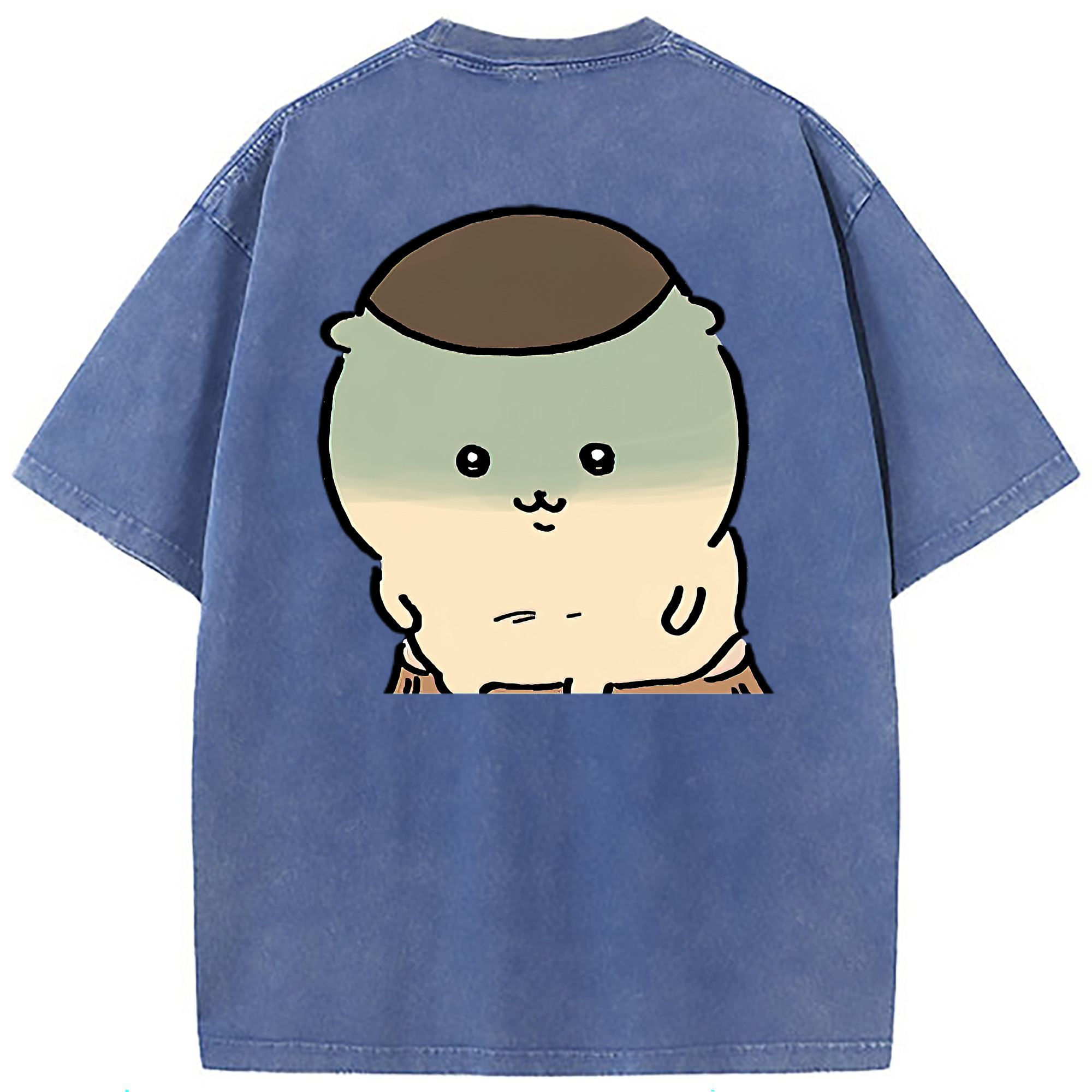 （画像用） ちいかわ くりまんじゅう Chii-kawa kuri manjū 綿100% ヴィンテージ風 半袖Tシャツ（背面プリント）