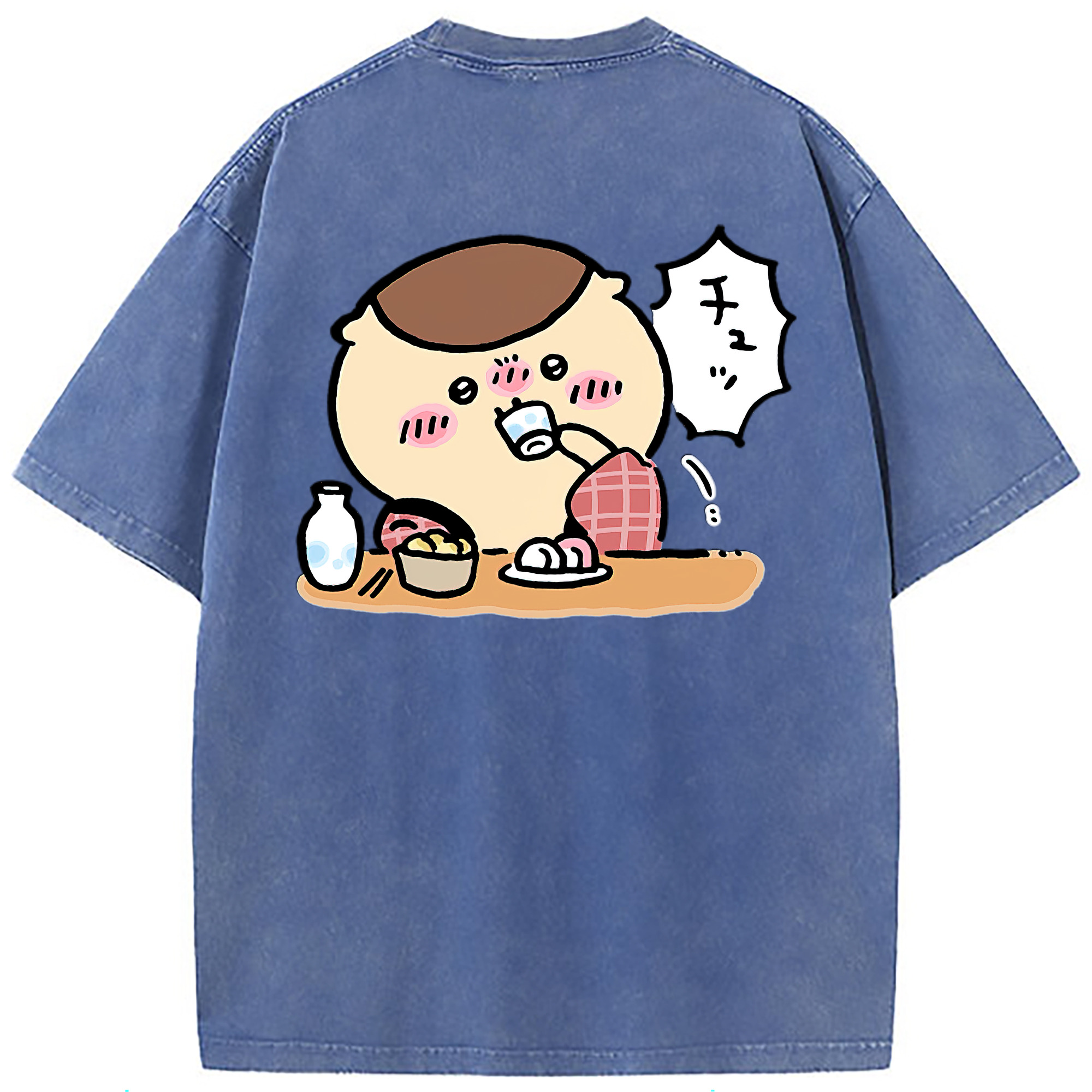 （画像用） ちいかわ くりまんじゅう Chii-kawa kuri manjū 綿100% ヴィンテージ風 半袖Tシャツ（背面プリント）