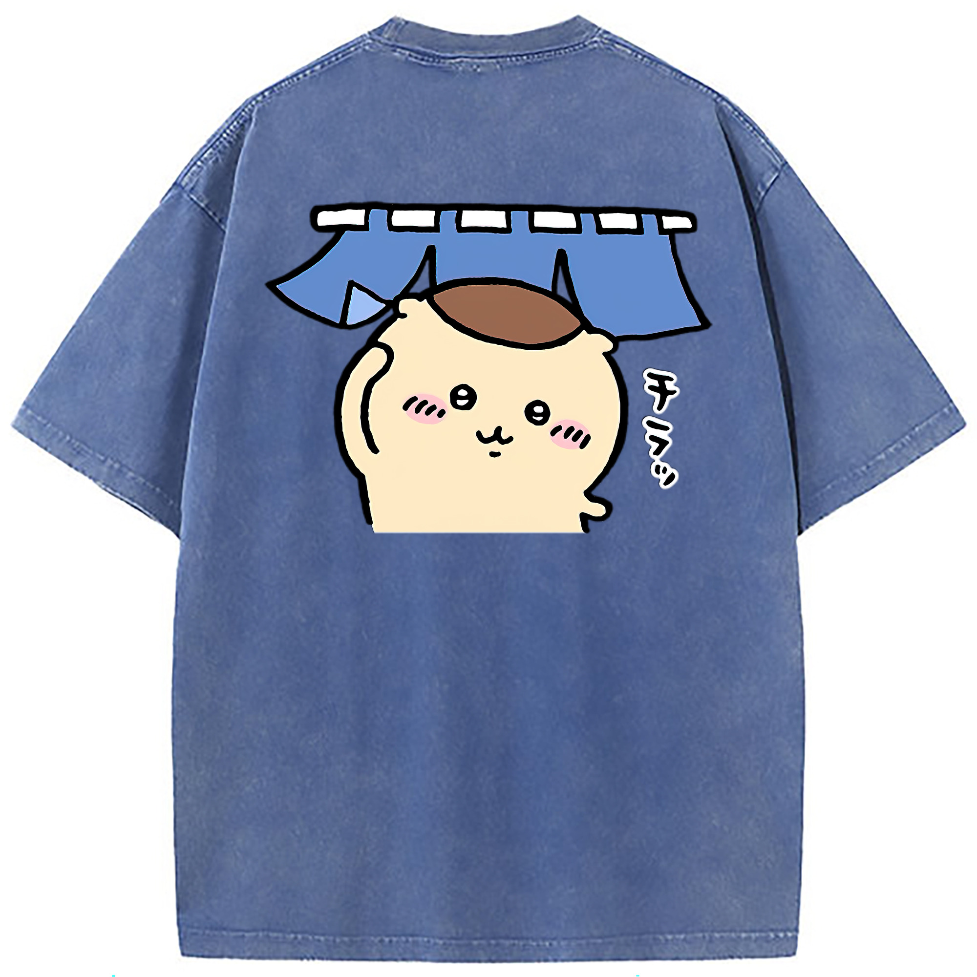 （画像用） ちいかわ くりまんじゅう Chii-kawa kuri manjū 綿100% ヴィンテージ風 半袖Tシャツ（背面プリント）