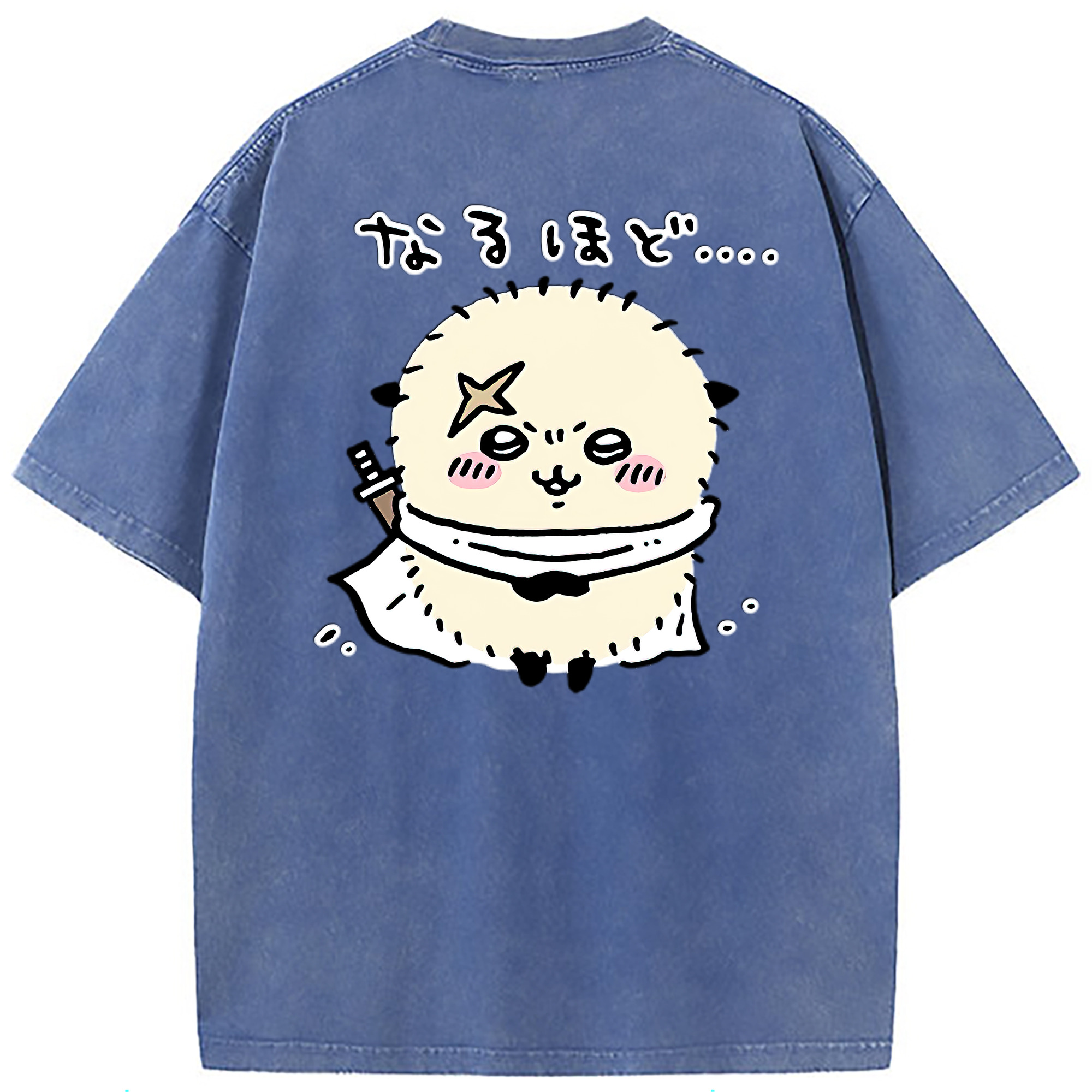 （画像用） ちいかわ ラッコ Chii-kawa Sea otter 綿100% ヴィンテージ風 半袖Tシャツ（背面プリント）