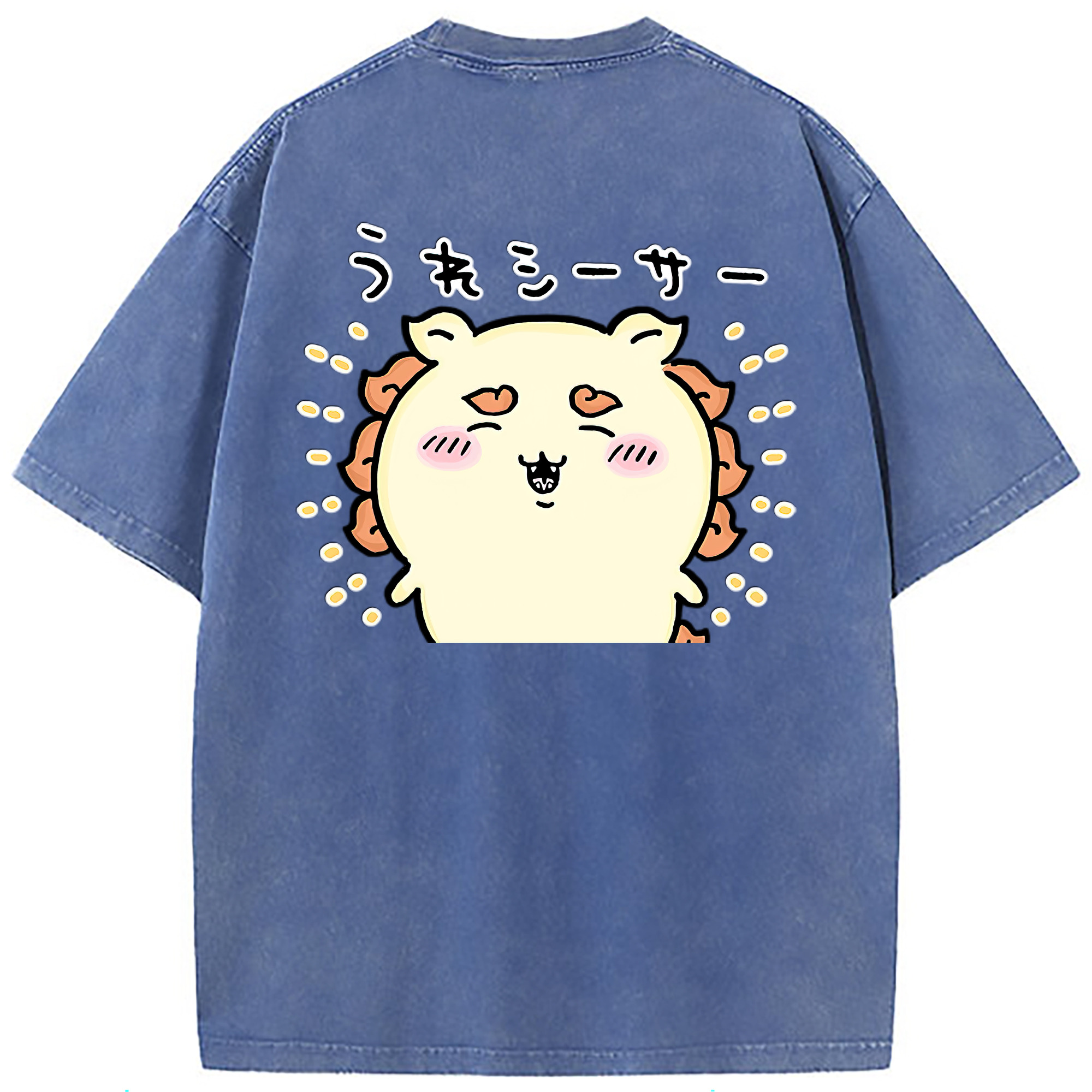 （画像用） ちいかわ シーサー Chii-kawa Shisa 綿100% ヴィンテージ風 半袖Tシャツ（背面プリント）