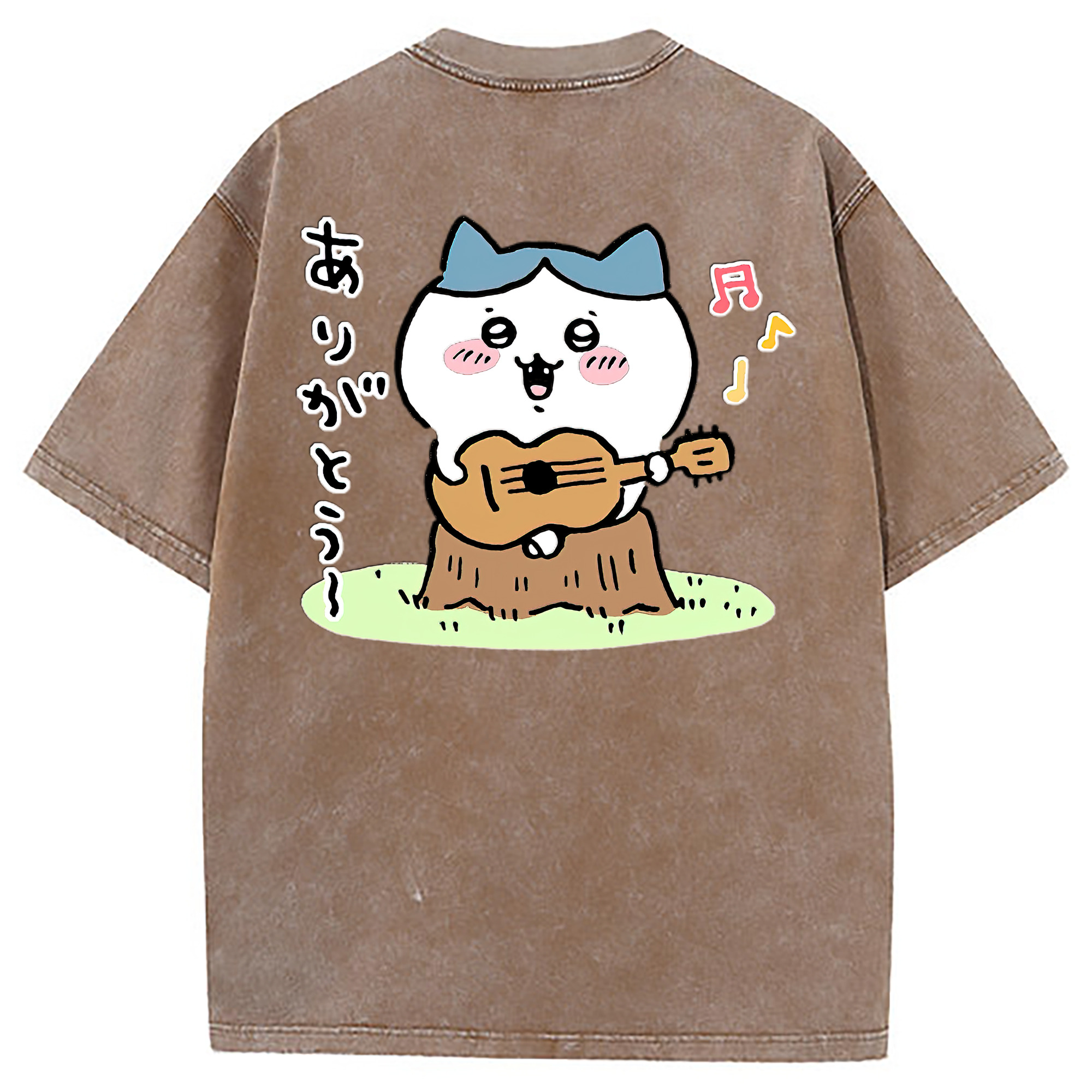 （画像用） ちいかわ ハチワレ Chii-kawa hachiware 綿100% ヴィンテージ風 半袖Tシャツ（背面プリント）