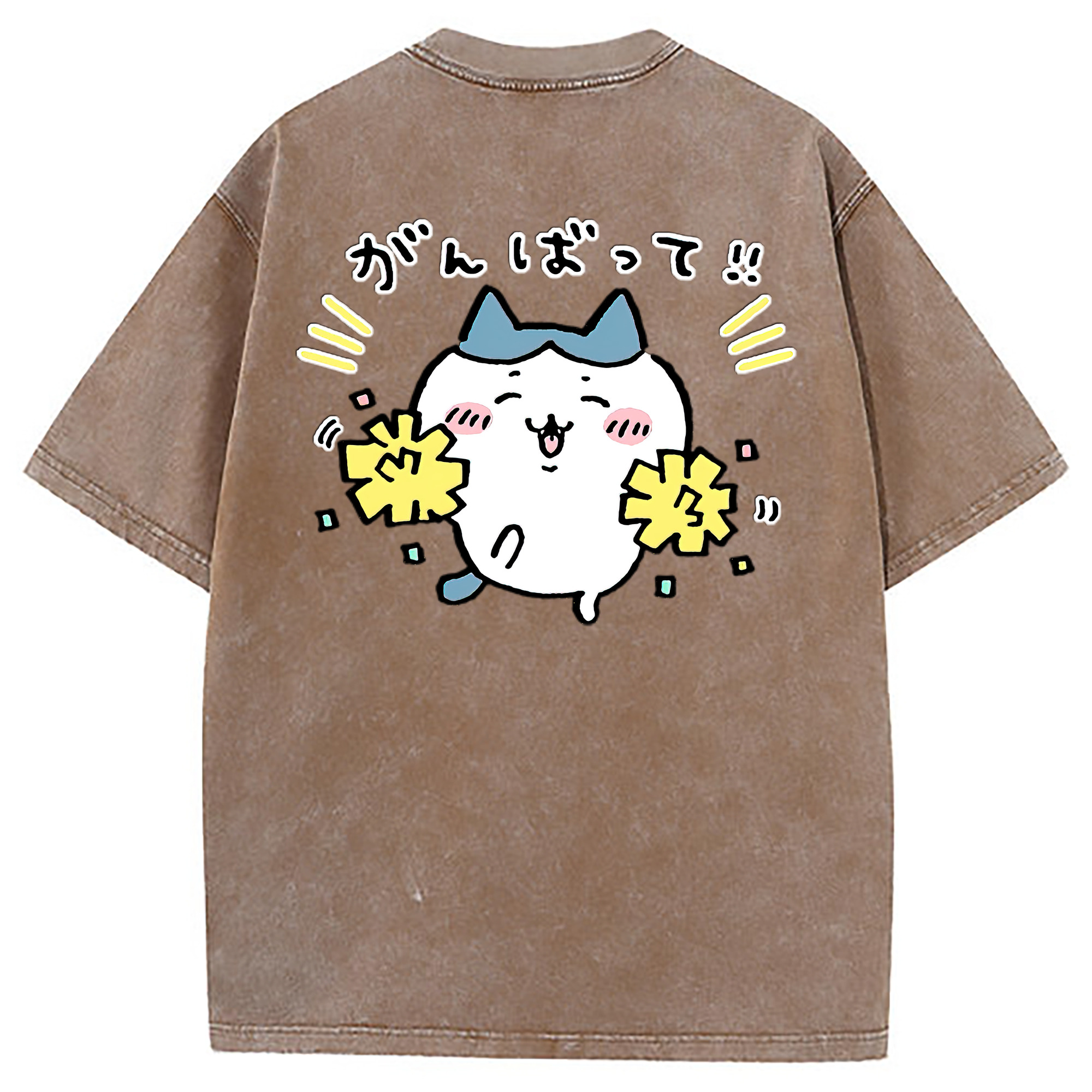 （画像用） ちいかわ ハチワレ Chii-kawa hachiware 綿100% ヴィンテージ風 半袖Tシャツ（背面プリント）