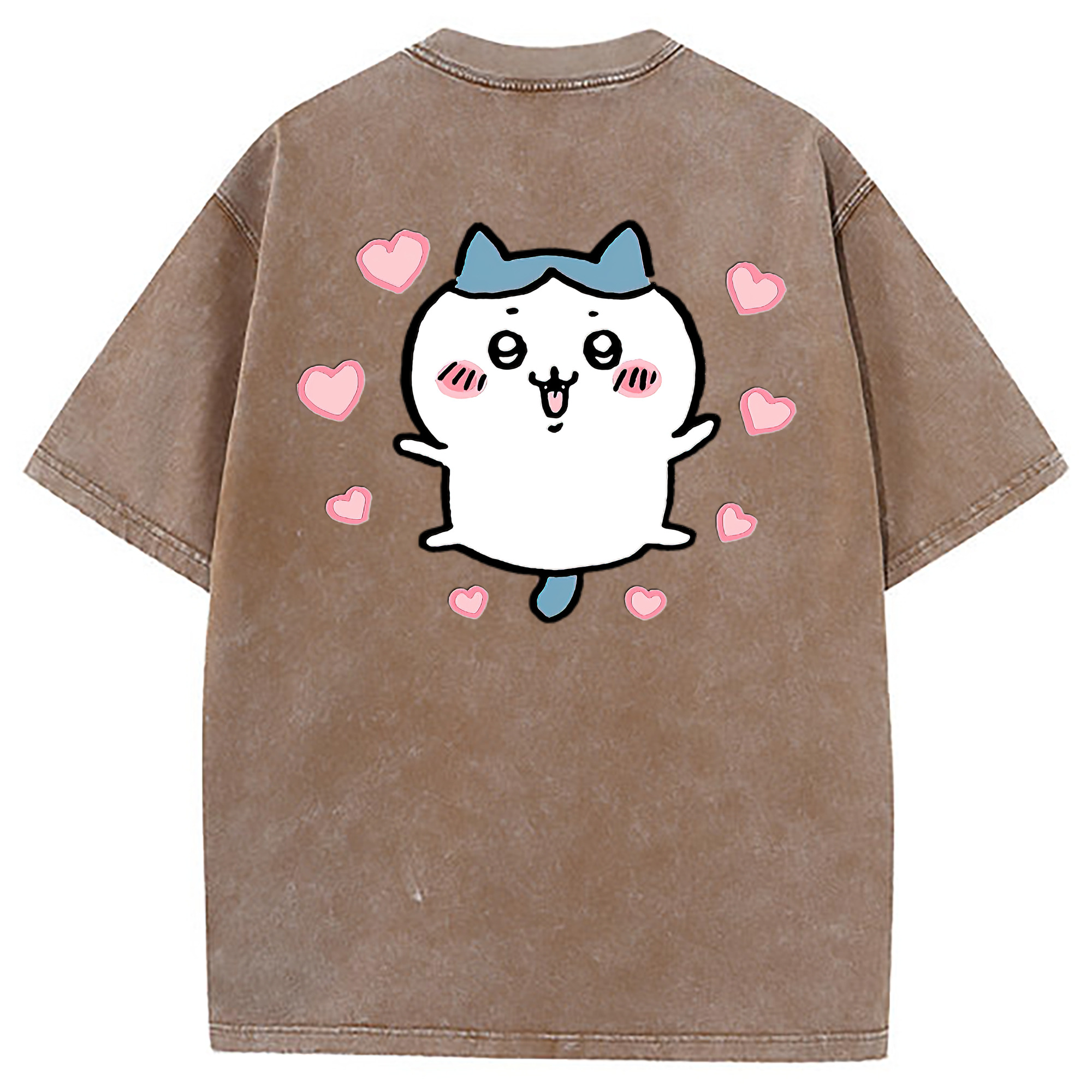 （画像用） ちいかわ ハチワレ Chii-kawa hachiware 綿100% ヴィンテージ風 半袖Tシャツ（背面プリント）