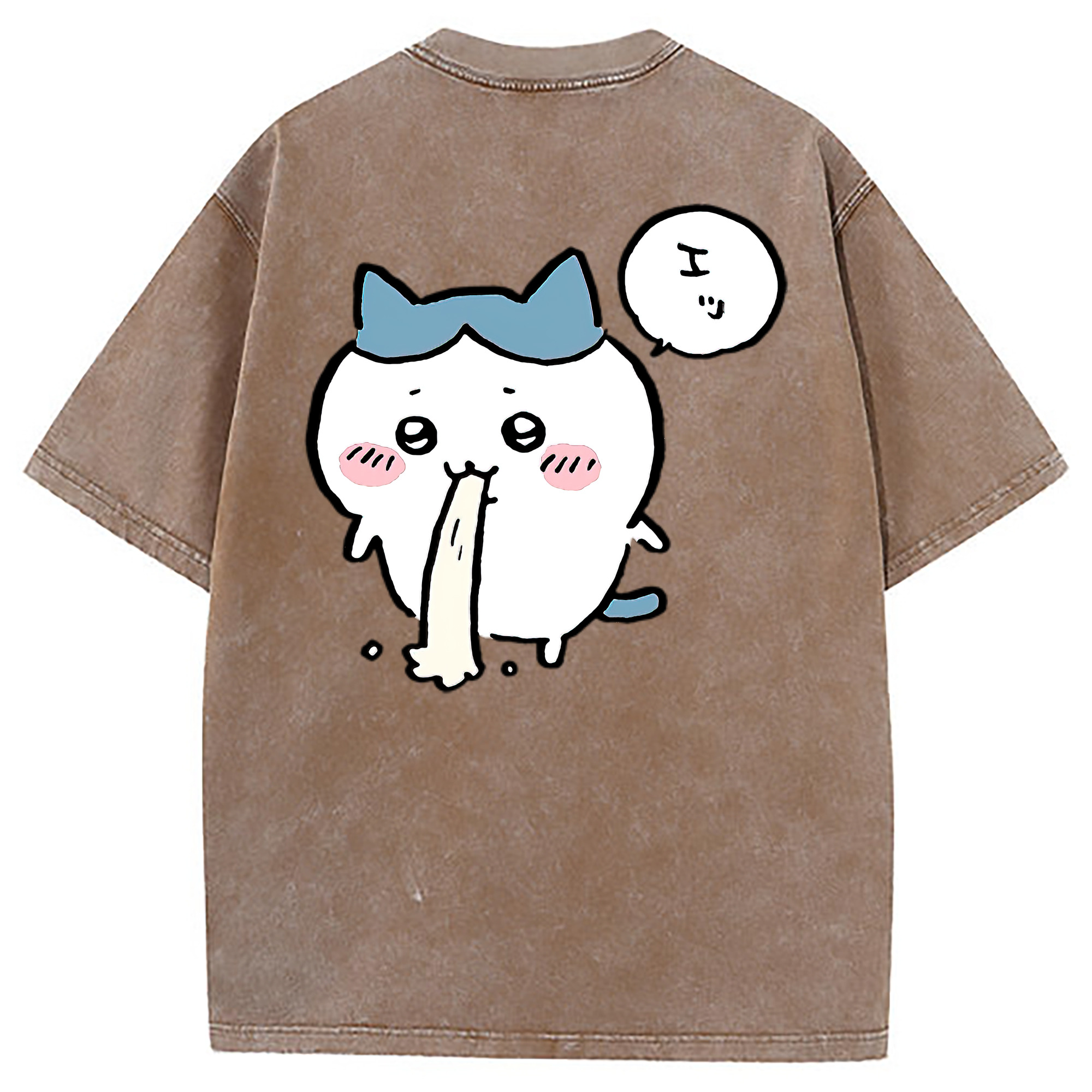 （画像用） ちいかわ ハチワレ Chii-kawa hachiware 綿100% ヴィンテージ風 半袖Tシャツ（背面プリント）