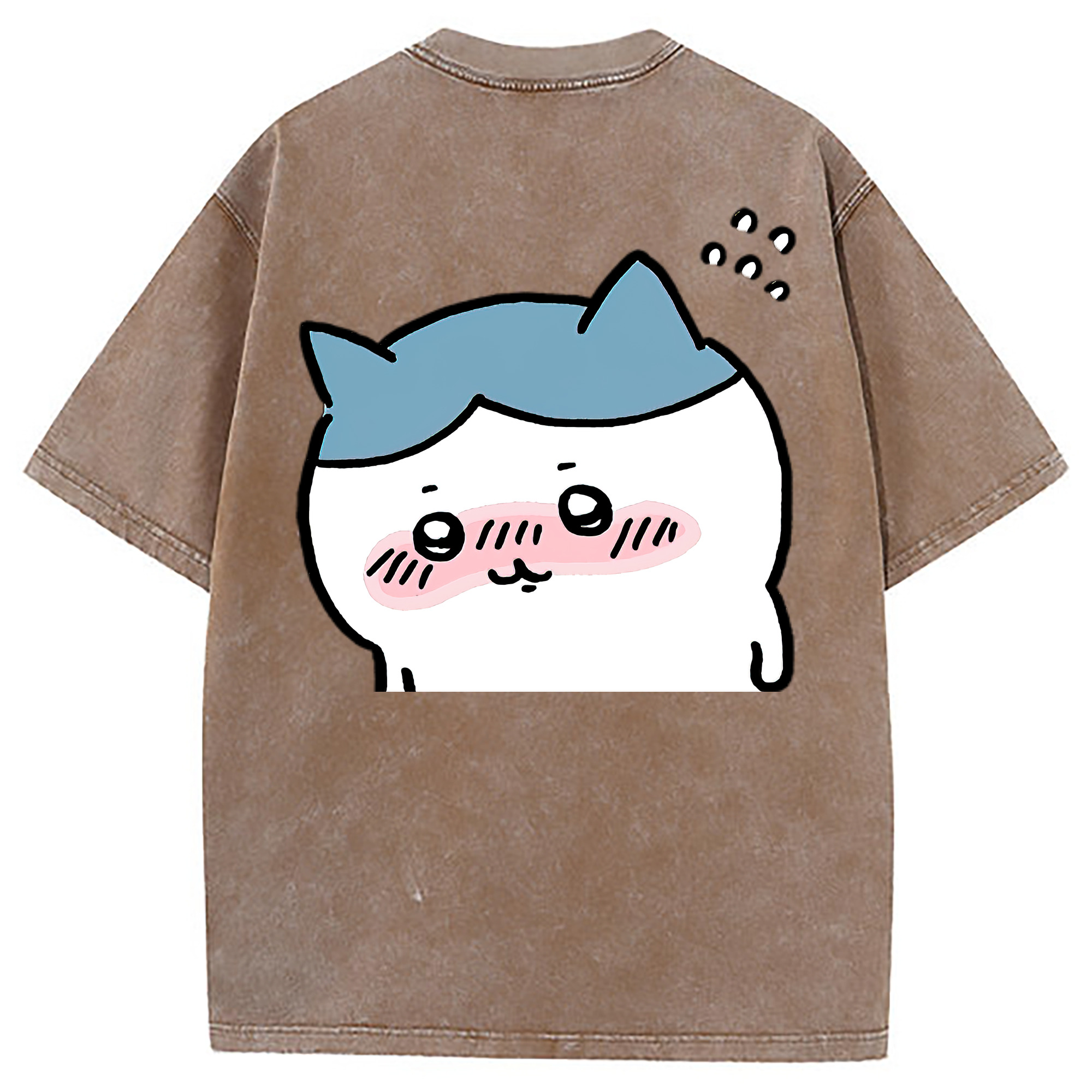 （画像用） ちいかわ ハチワレ Chii-kawa hachiware 綿100% ヴィンテージ風 半袖Tシャツ（背面プリント）