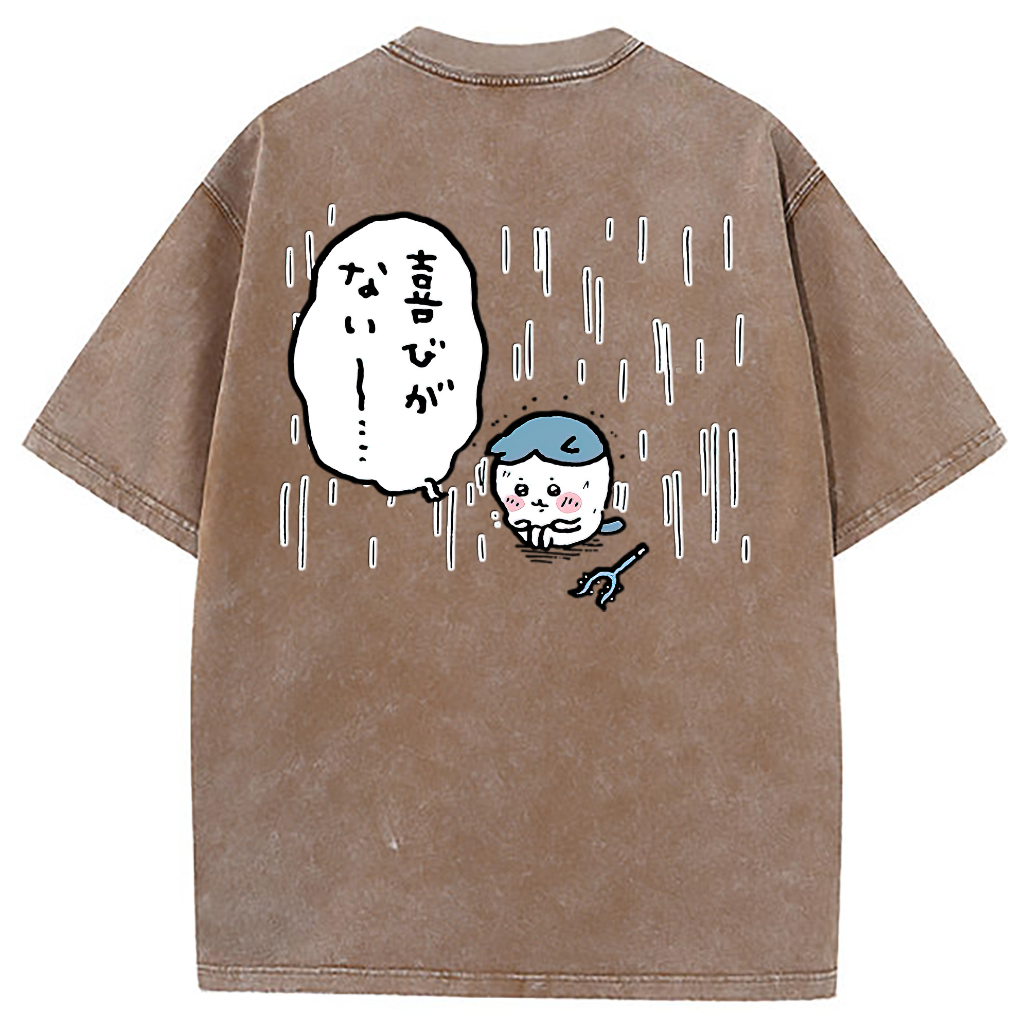 （画像用） ちいかわ ハチワレ Chii-kawa hachiware 綿100% ヴィンテージ風 半袖Tシャツ（背面プリント）